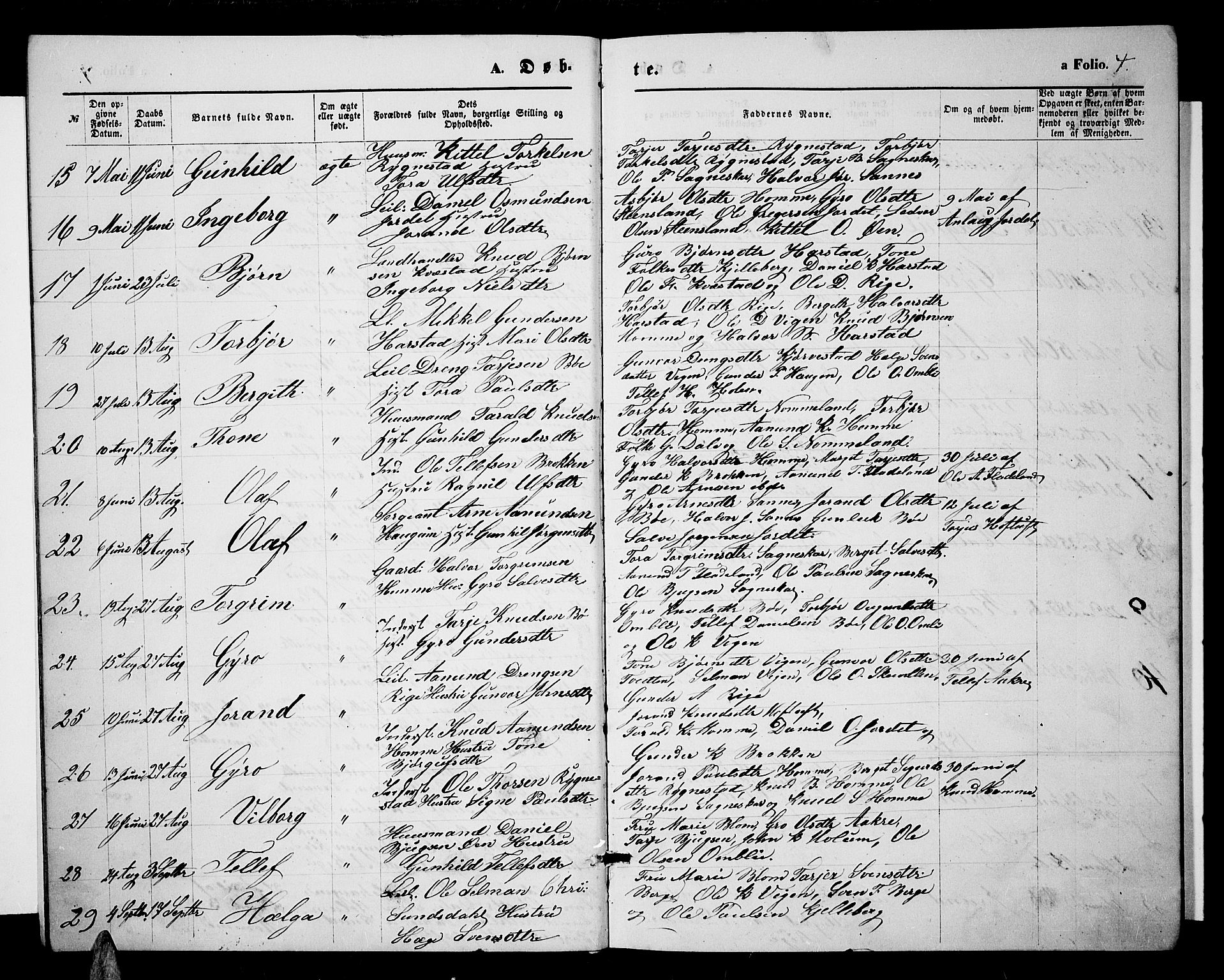 Valle sokneprestkontor, SAK/1111-0044/F/Fb/Fbc/L0003: Parish register (copy) no. B 3, 1871-1890, p. 4