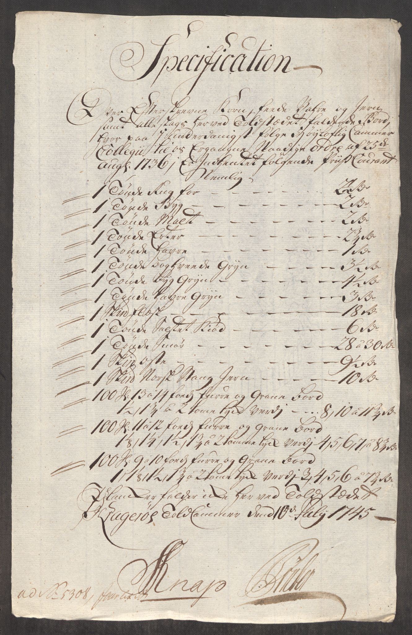 Rentekammeret inntil 1814, Realistisk ordnet avdeling, AV/RA-EA-4070/Oe/L0003: [Ø1]: Priskuranter, 1745-1748, p. 138