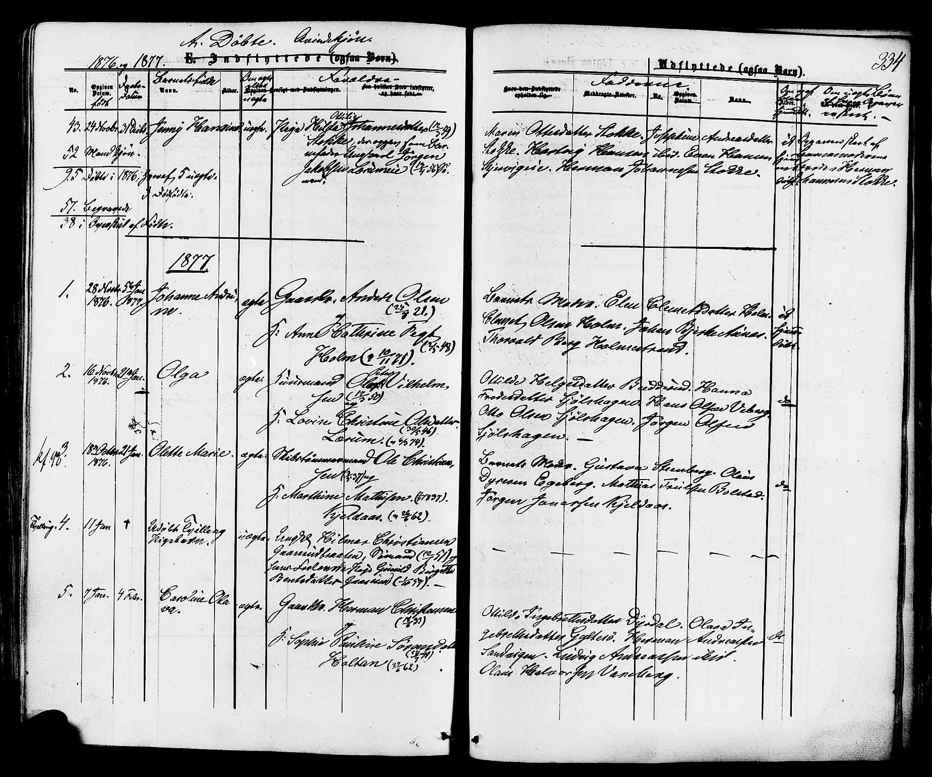 Sande Kirkebøker, SAKO/A-53/F/Fa/L0005: Parish register (official) no. 5, 1865-1877, p. 334