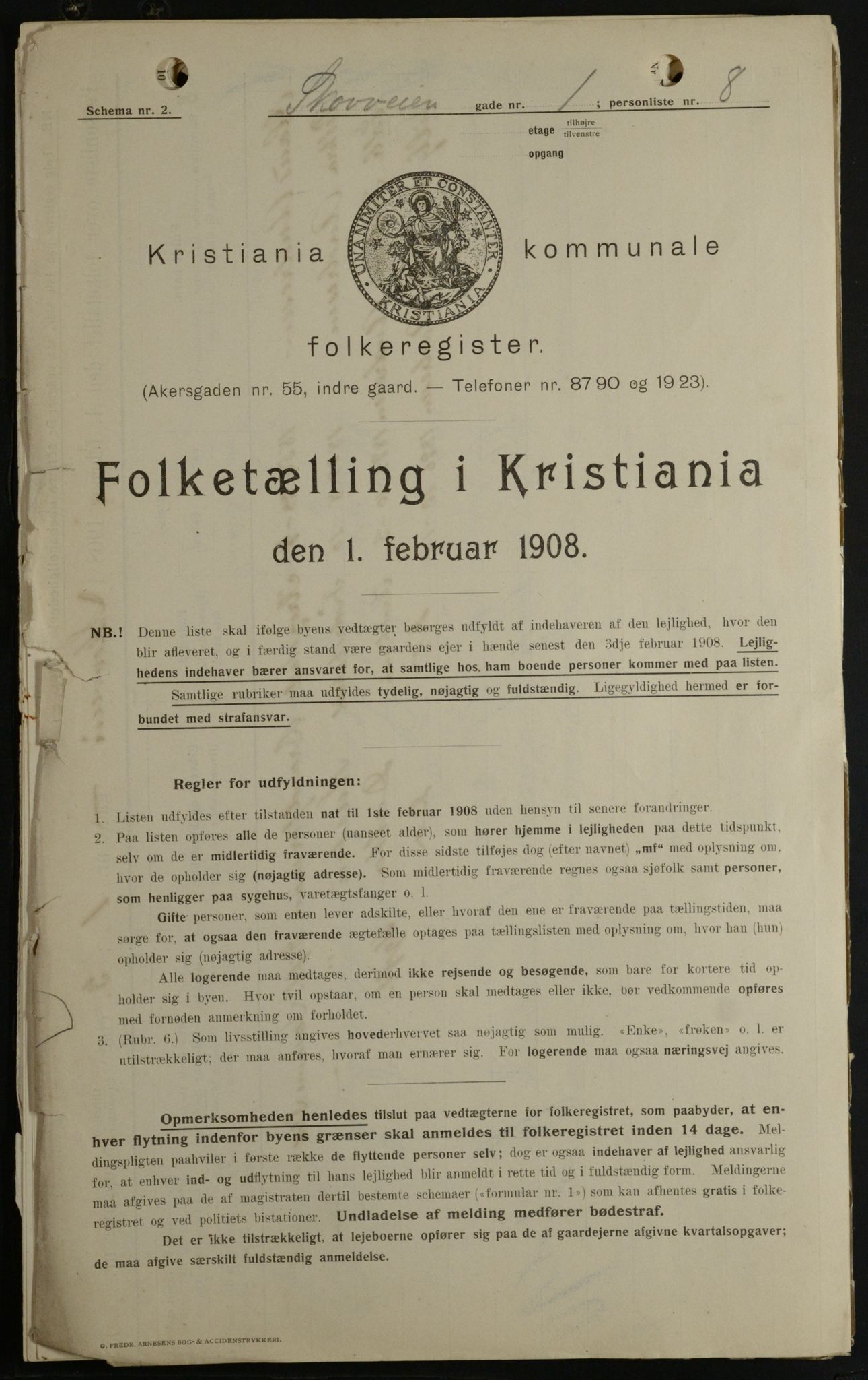 OBA, Municipal Census 1908 for Kristiania, 1908, p. 86727