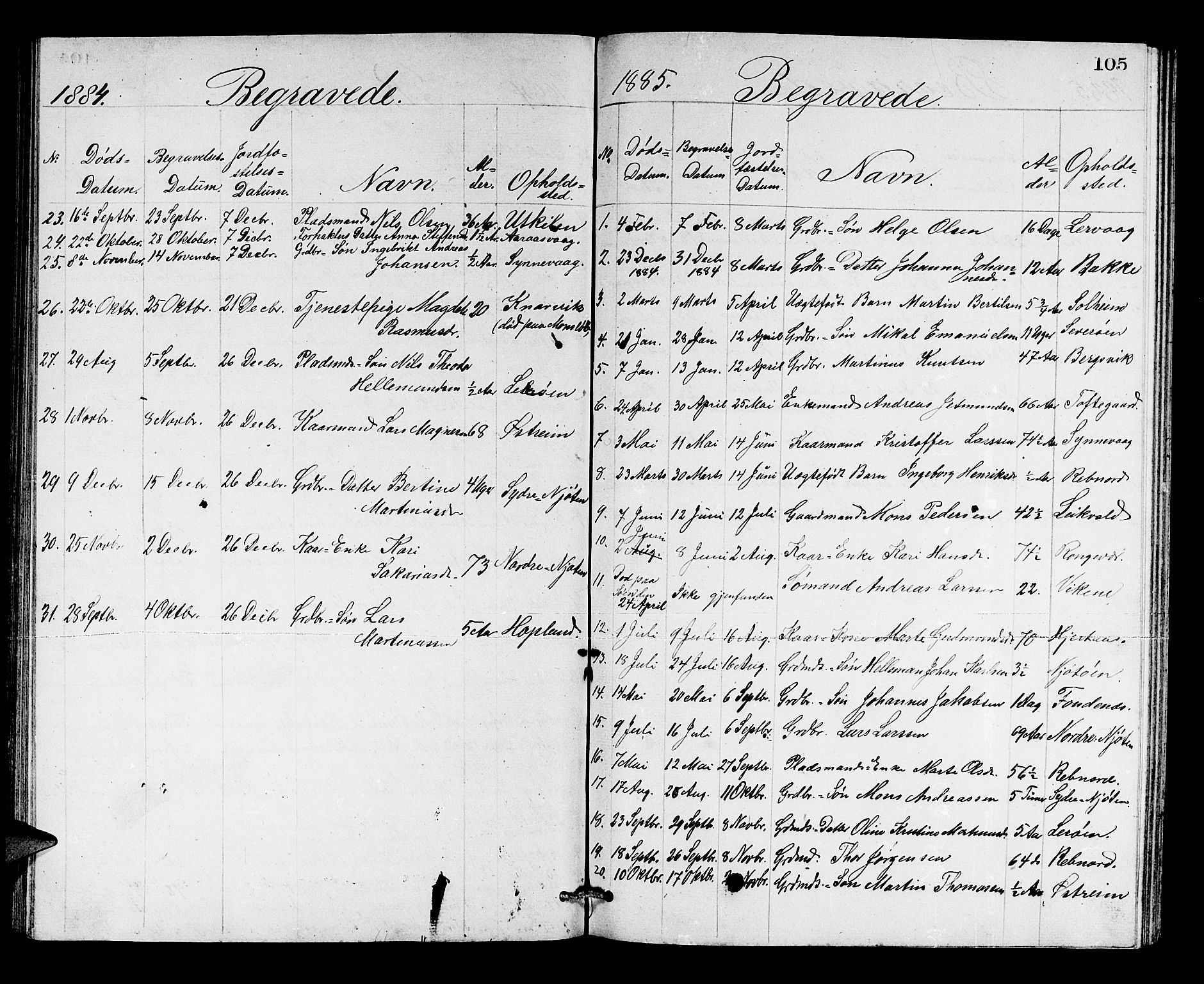 Lindås Sokneprestembete, SAB/A-76701/H/Hab: Parish register (copy) no. C 2, 1868-1885, p. 105