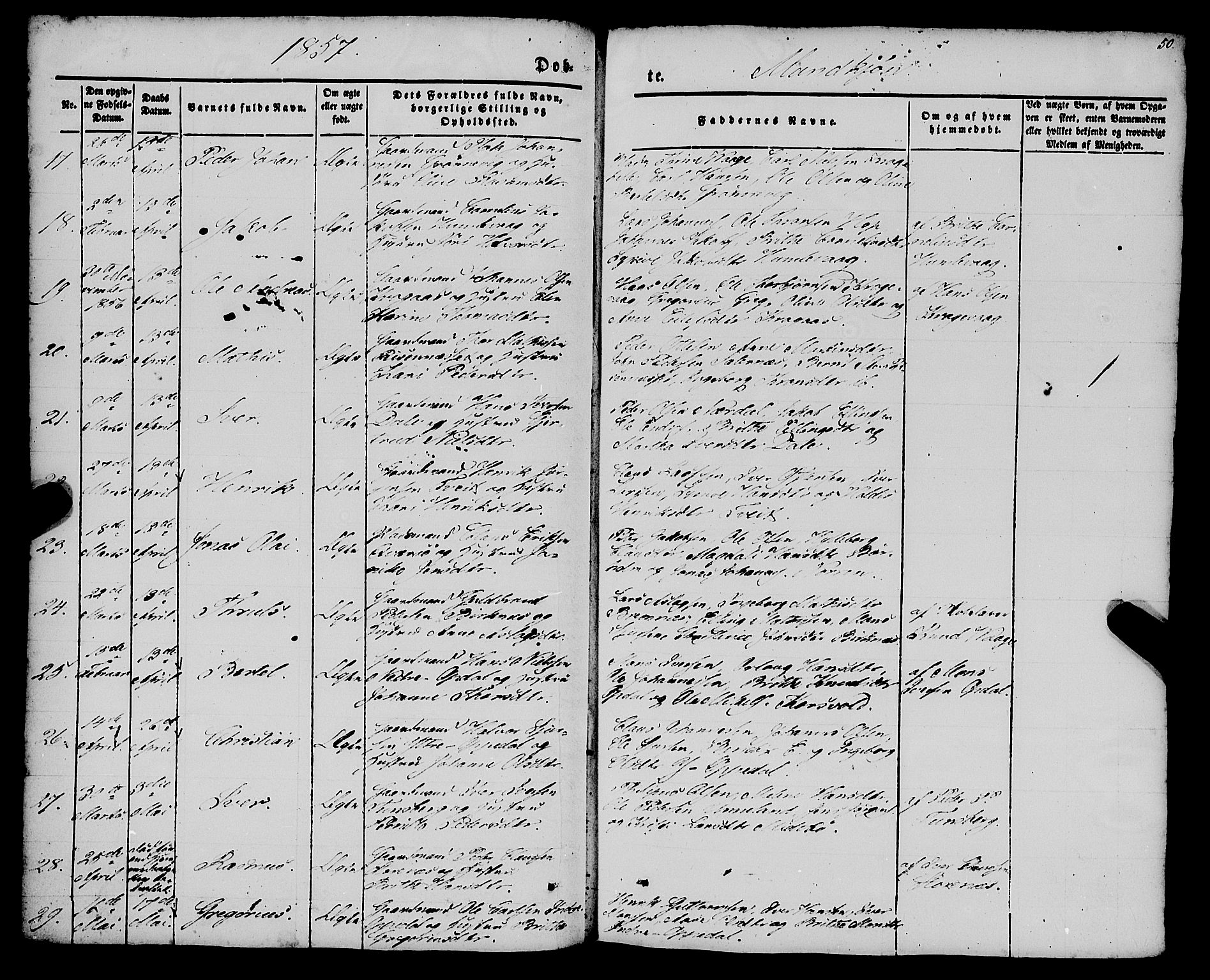 Gulen sokneprestembete, AV/SAB-A-80201/H/Haa/Haaa/L0021: Parish register (official) no. A 21, 1848-1858, p. 50