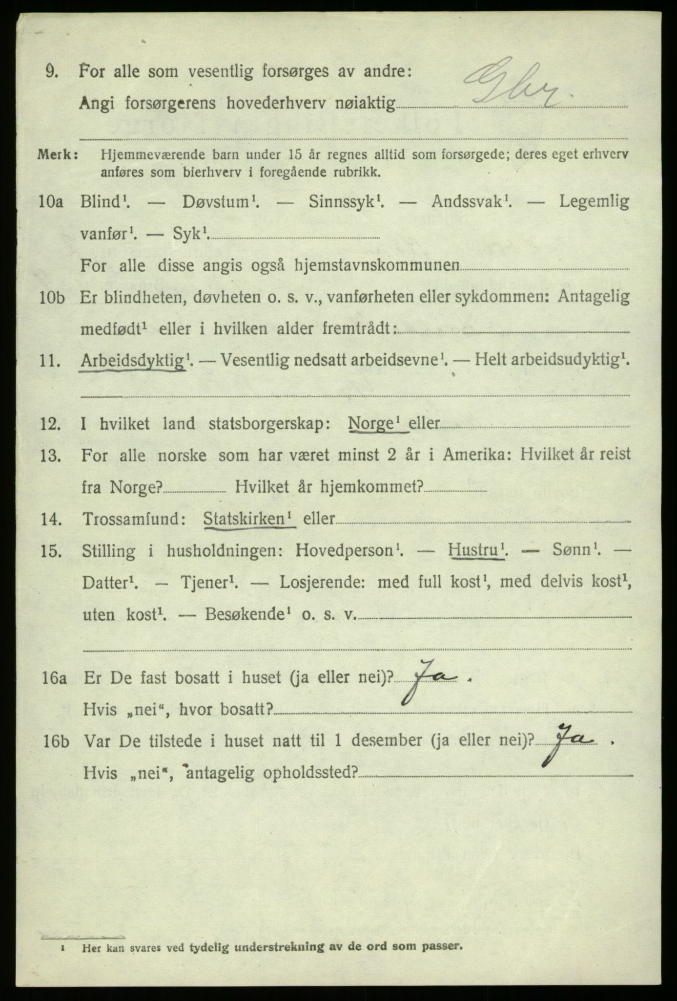 SAB, 1920 census for Kvam, 1920, p. 2508