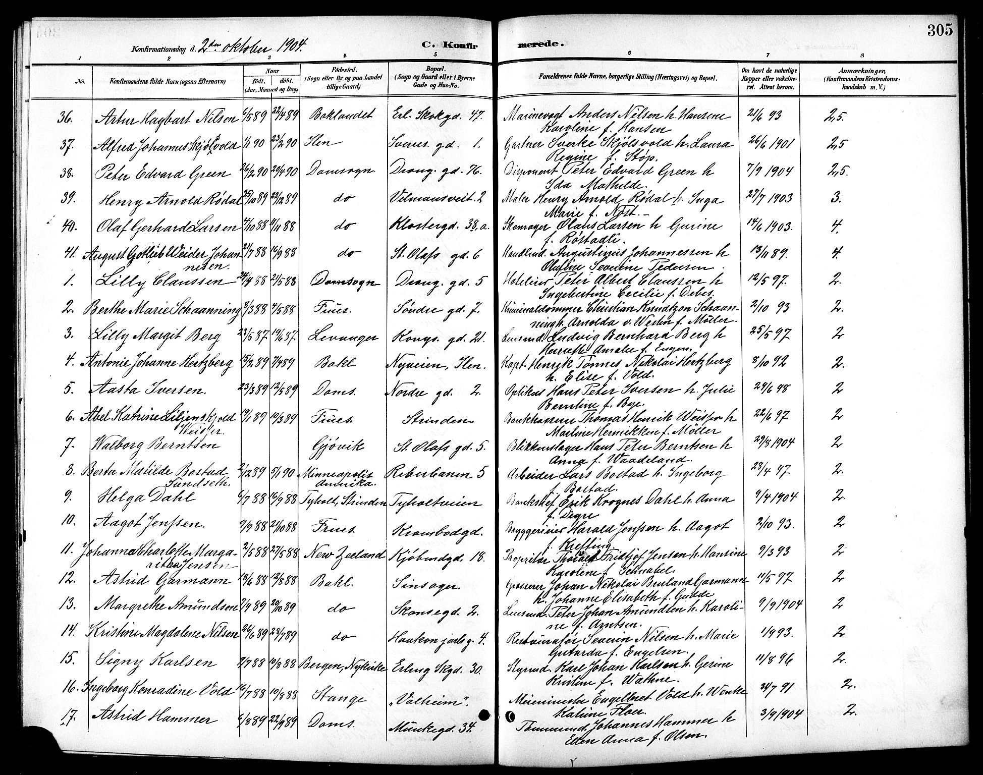 Ministerialprotokoller, klokkerbøker og fødselsregistre - Sør-Trøndelag, AV/SAT-A-1456/601/L0094: Parish register (copy) no. 601C12, 1898-1911, p. 305