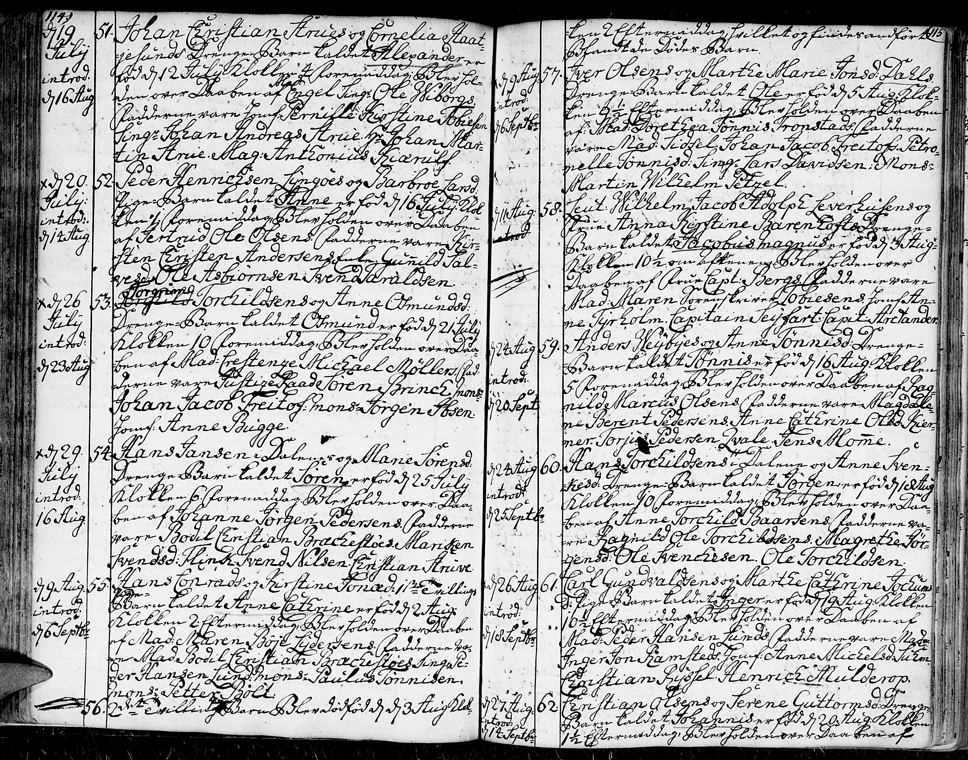 Kristiansand domprosti, AV/SAK-1112-0006/F/Fa/L0002: Parish register (official) no. A 2, 1755-1778, p. 114-115