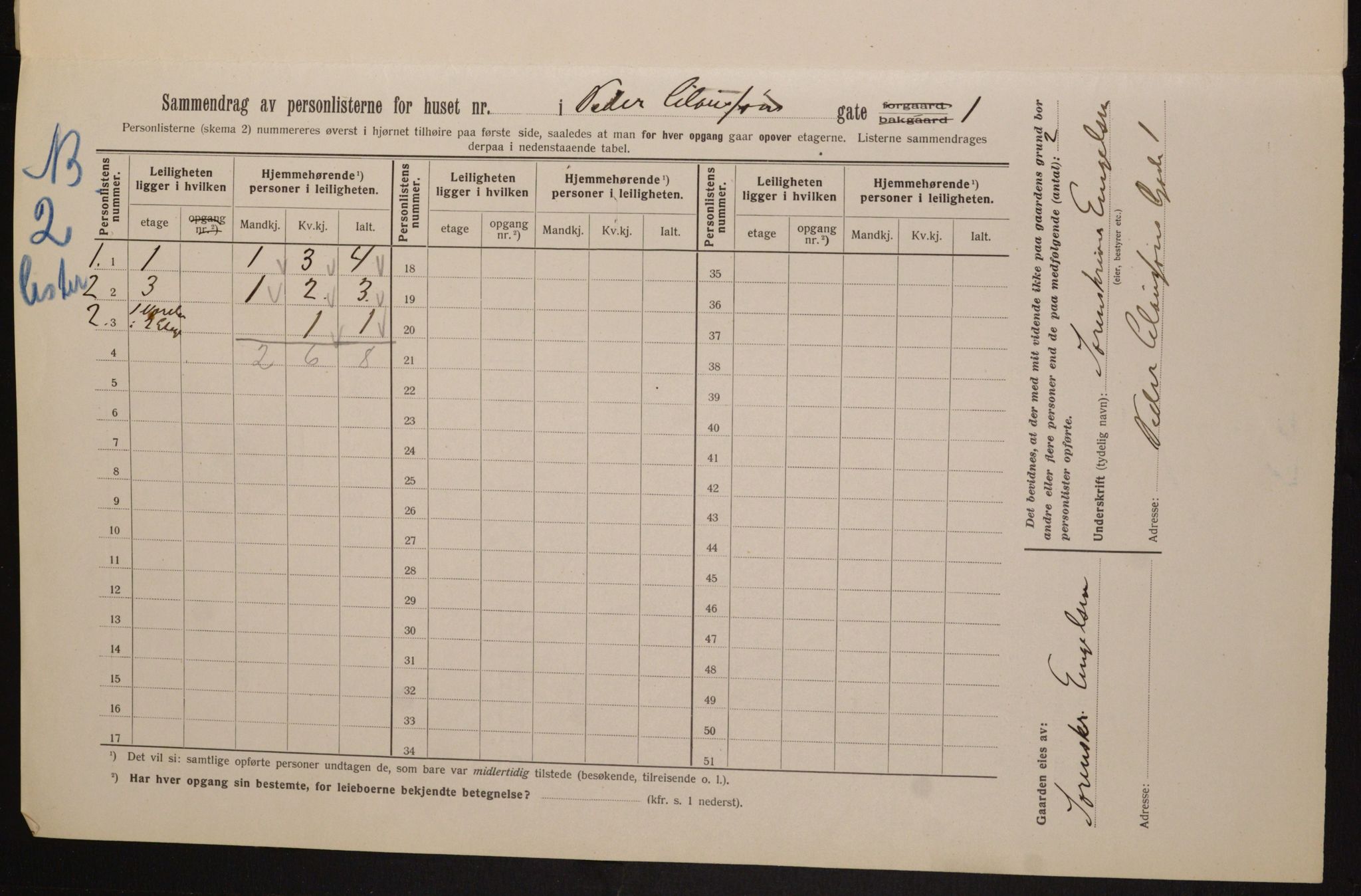 OBA, Municipal Census 1913 for Kristiania, 1913, p. 78907