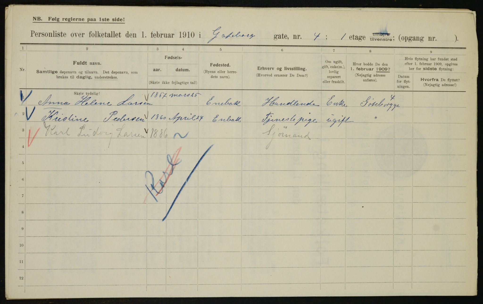 OBA, Municipal Census 1910 for Kristiania, 1910, p. 31371