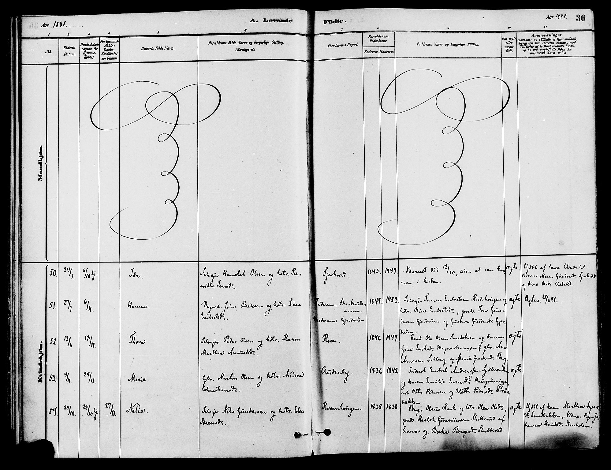 Våler prestekontor, Hedmark, SAH/PREST-040/H/Ha/Haa/L0002: Parish register (official) no. 3, 1879-1911, p. 36