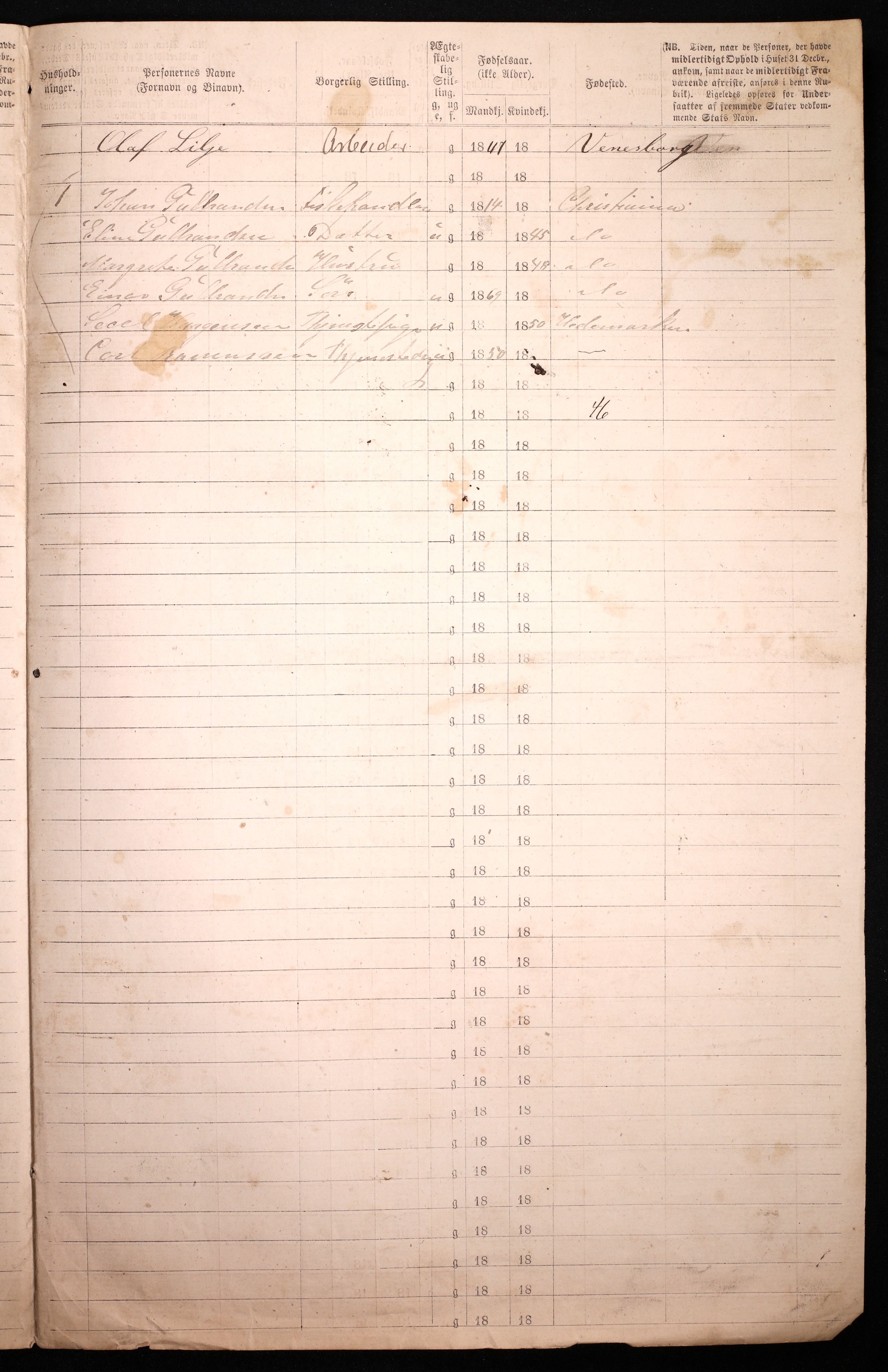 RA, 1870 census for 0301 Kristiania, 1870, p. 3399
