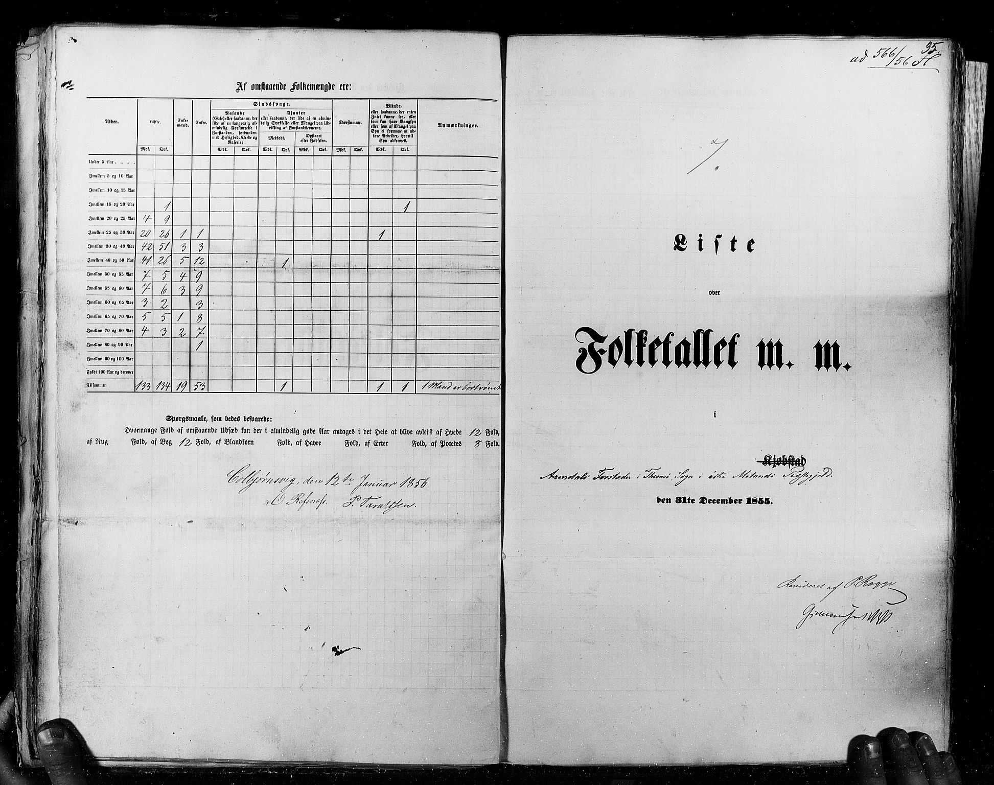 RA, Census 1855, vol. 8: Risør-Vadsø, 1855, p. 35