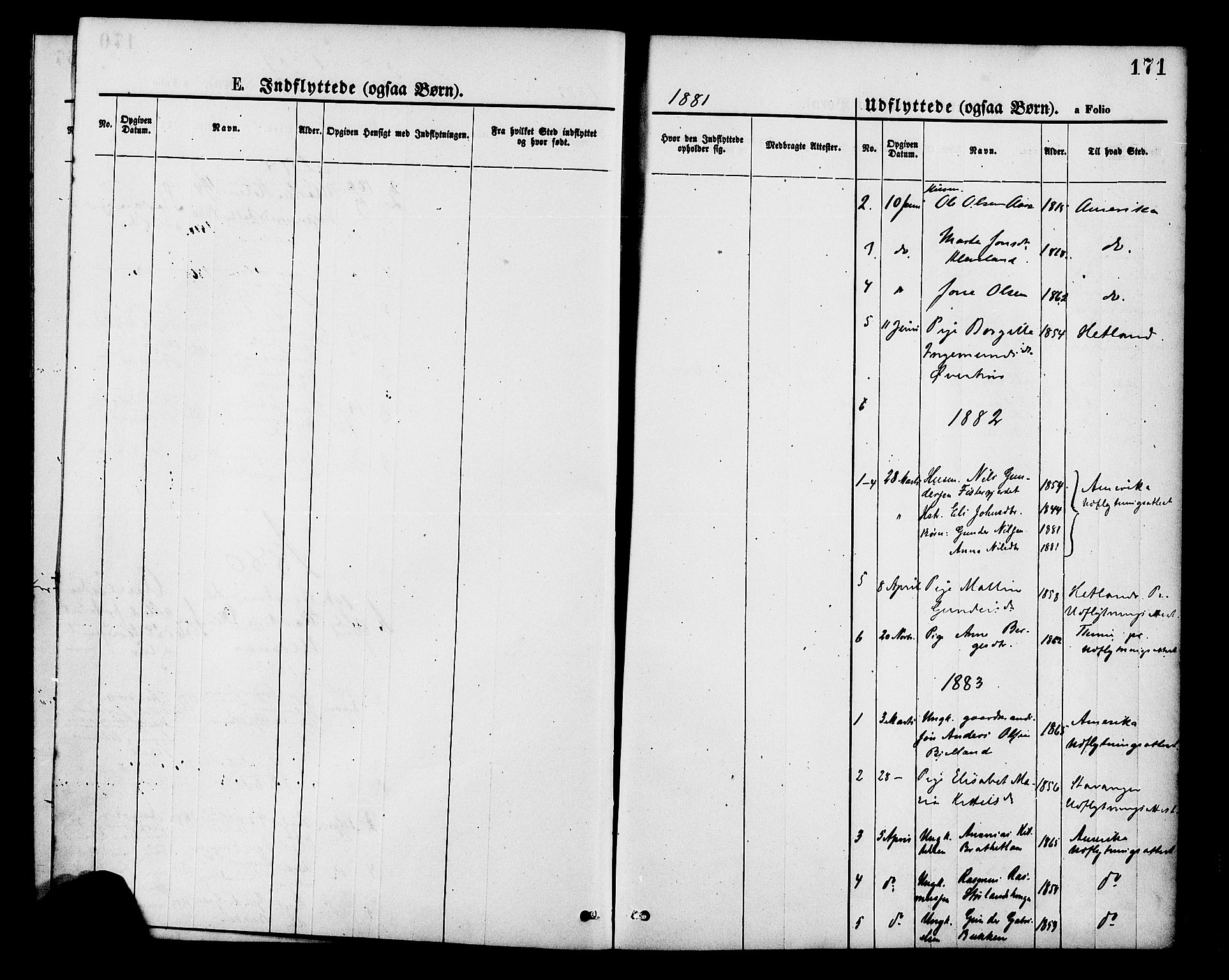 Hjelmeland sokneprestkontor, AV/SAST-A-101843/01/IV/L0013: Parish register (official) no. A 13, 1872-1886, p. 171