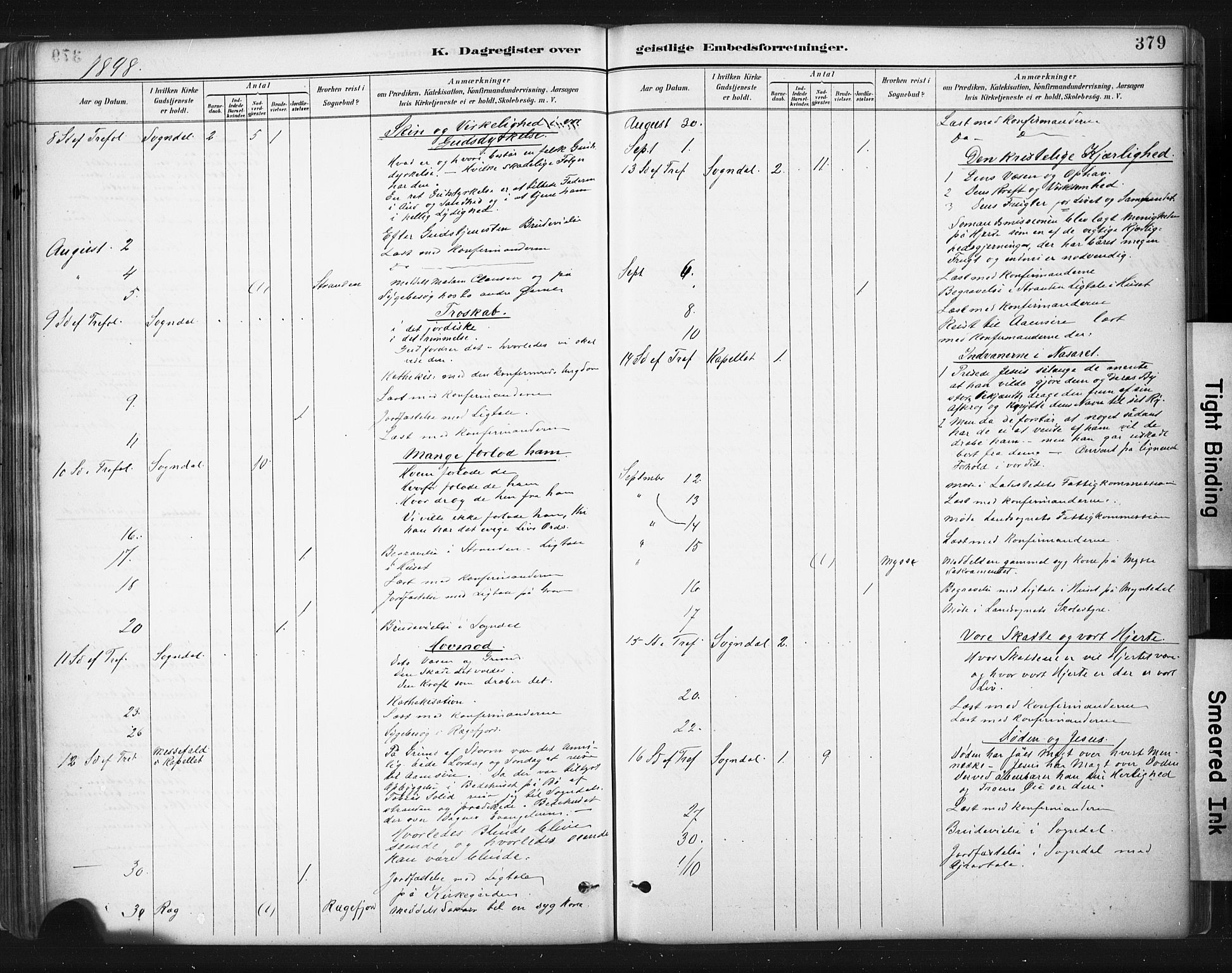 Sokndal sokneprestkontor, AV/SAST-A-101808: Parish register (official) no. A 11.2, 1887-1905, p. 379