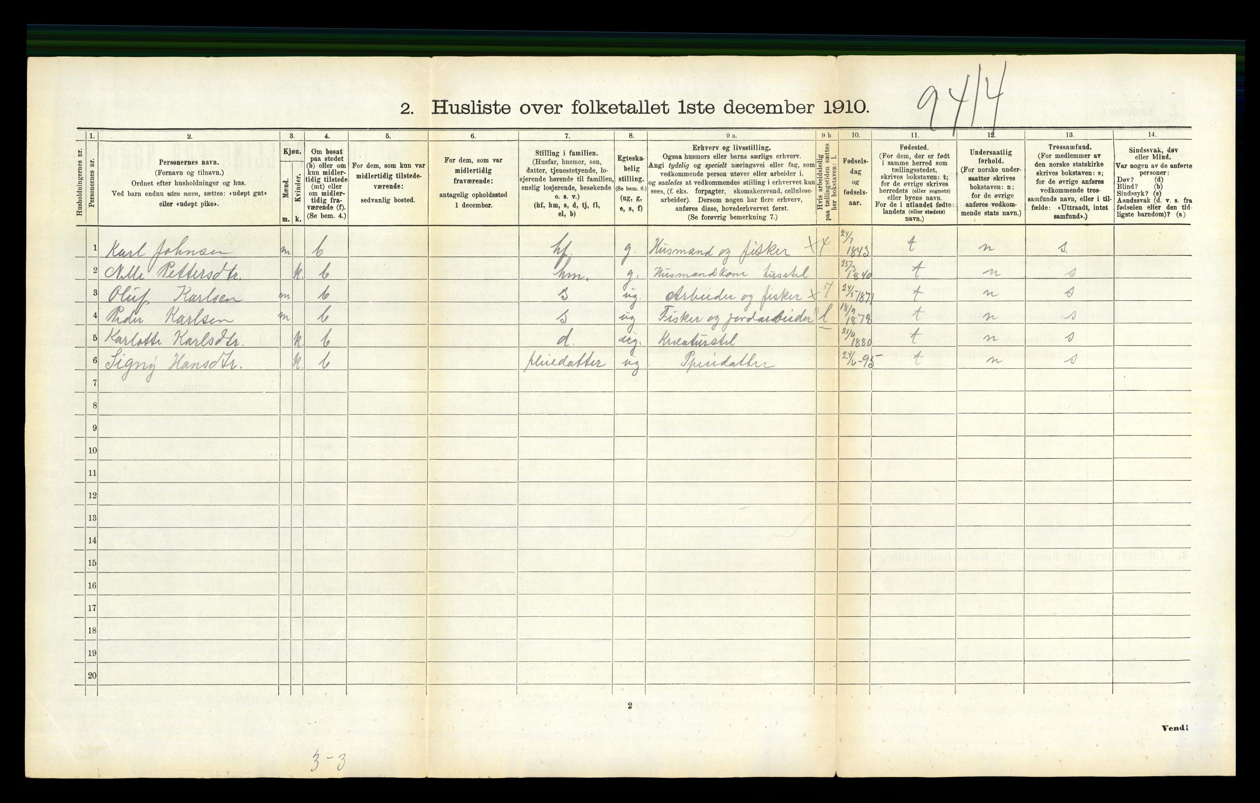 RA, 1910 census for Hadsel, 1910, p. 1652