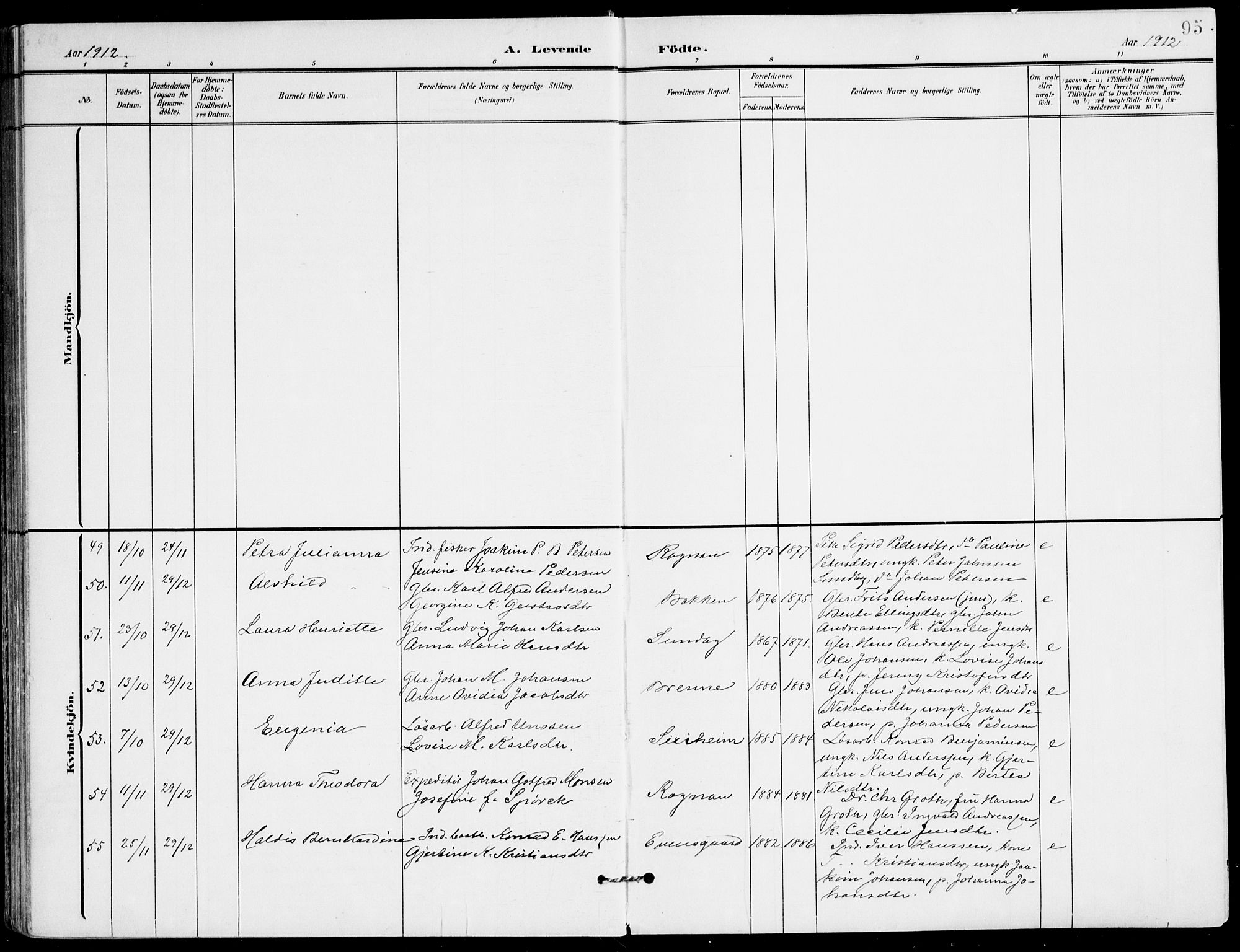 Ministerialprotokoller, klokkerbøker og fødselsregistre - Nordland, SAT/A-1459/847/L0672: Parish register (official) no. 847A12, 1902-1919, p. 95
