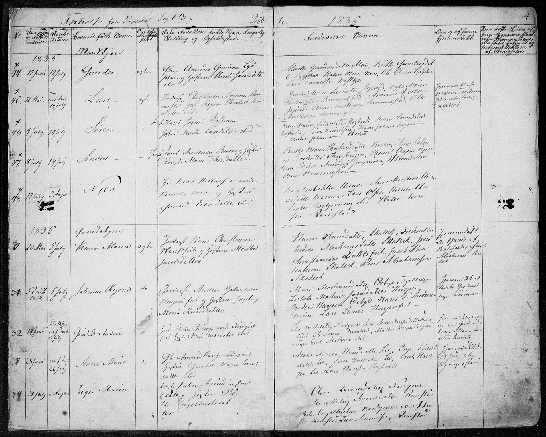 Hedrum kirkebøker, SAKO/A-344/F/Fa/L0005: Parish register (official) no. I 5, 1835-1848, p. 4