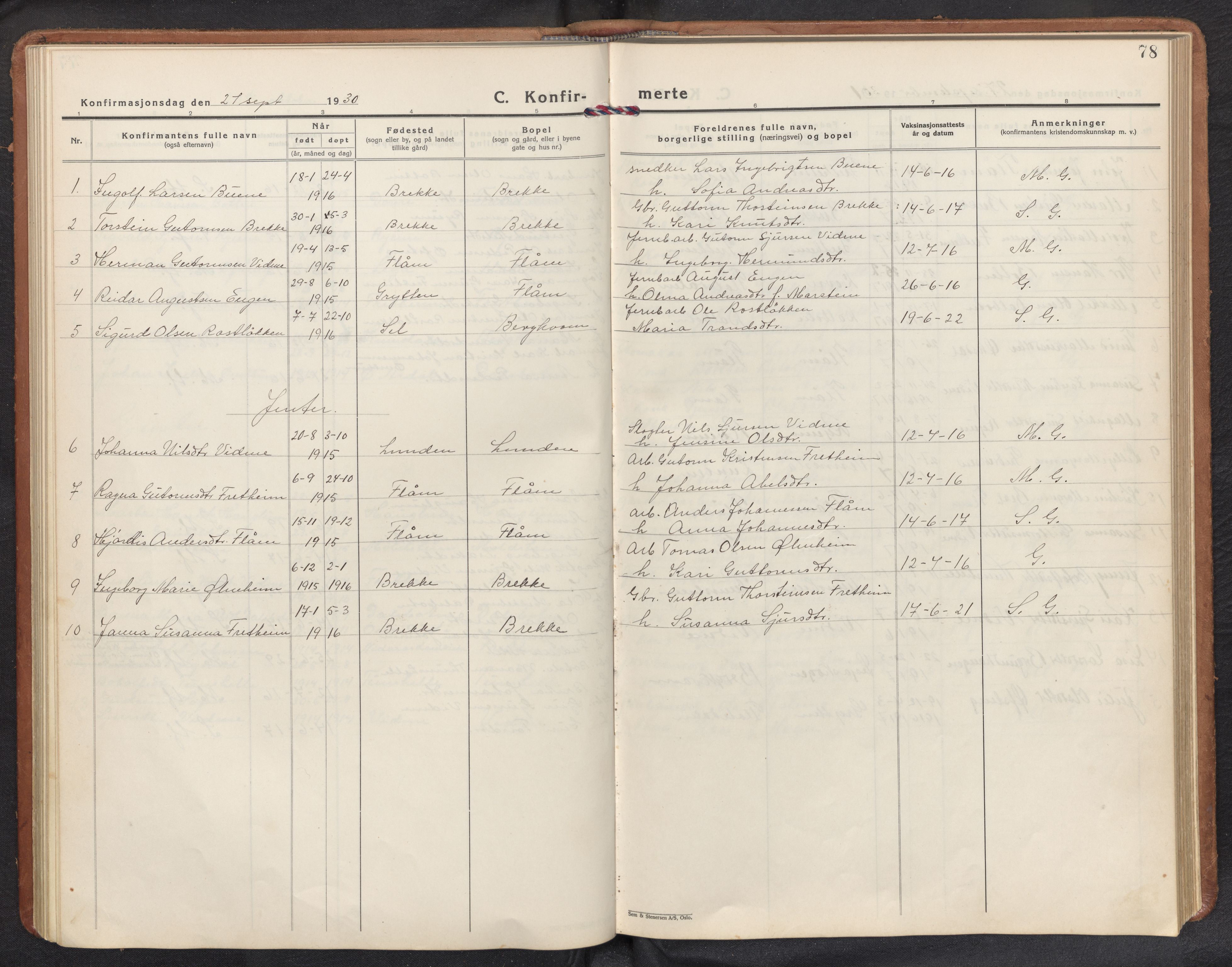 Aurland sokneprestembete, SAB/A-99937/H/Hb/Hbb/L0003: Parish register (copy) no. B 3, 1929-1972, p. 77b-78a