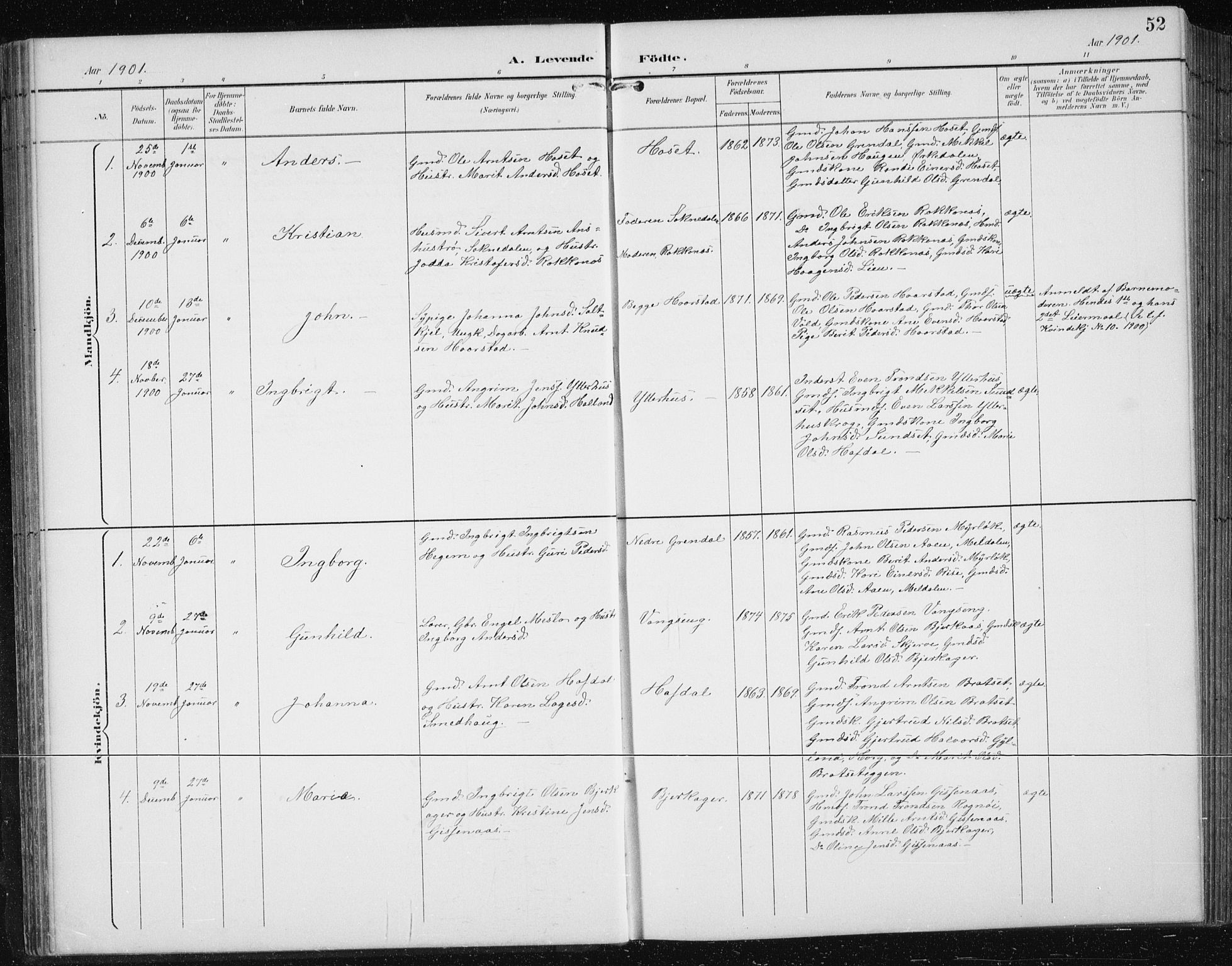 Ministerialprotokoller, klokkerbøker og fødselsregistre - Sør-Trøndelag, AV/SAT-A-1456/674/L0876: Parish register (copy) no. 674C03, 1892-1912, p. 52