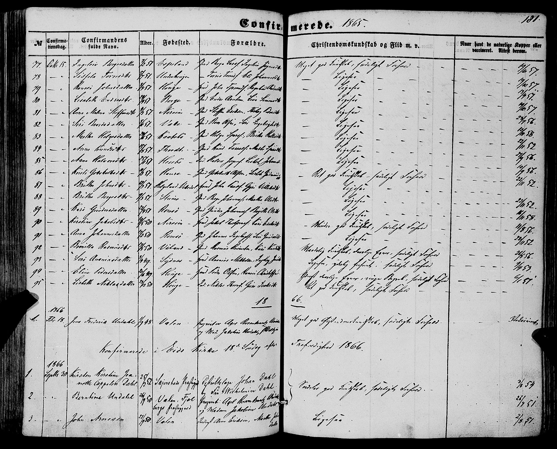 Fjelberg sokneprestembete, SAB/A-75201/H/Haa: Parish register (official) no. A 7, 1851-1867, p. 181
