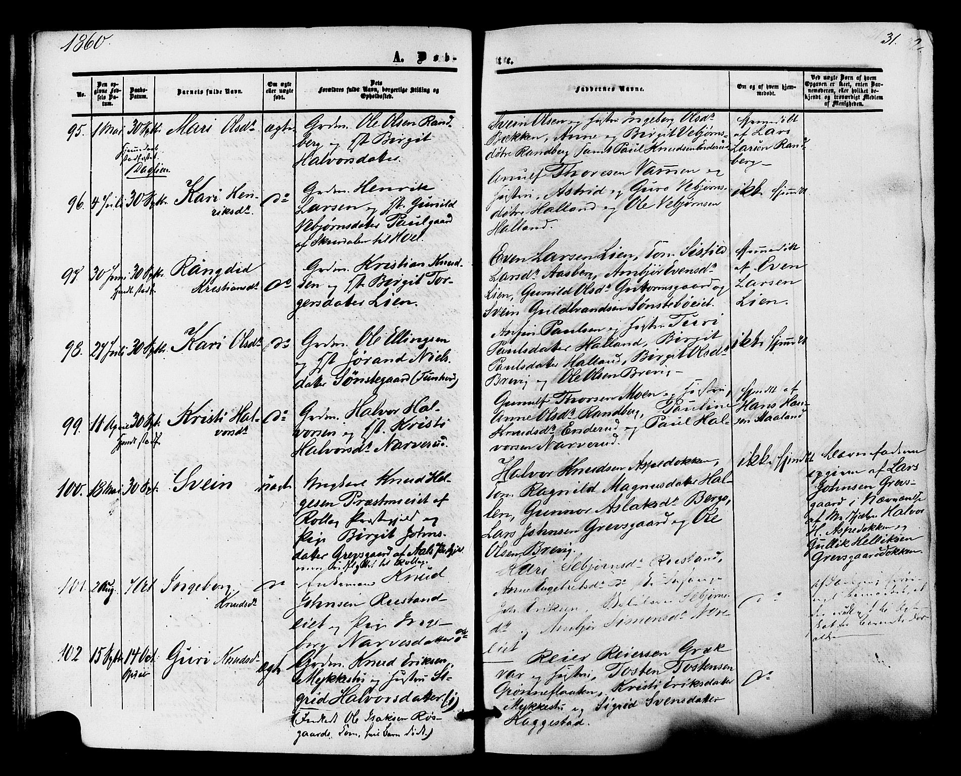 Nore kirkebøker, AV/SAKO-A-238/F/Fa/L0003: Parish register (official) no. I 3, 1858-1866, p. 31