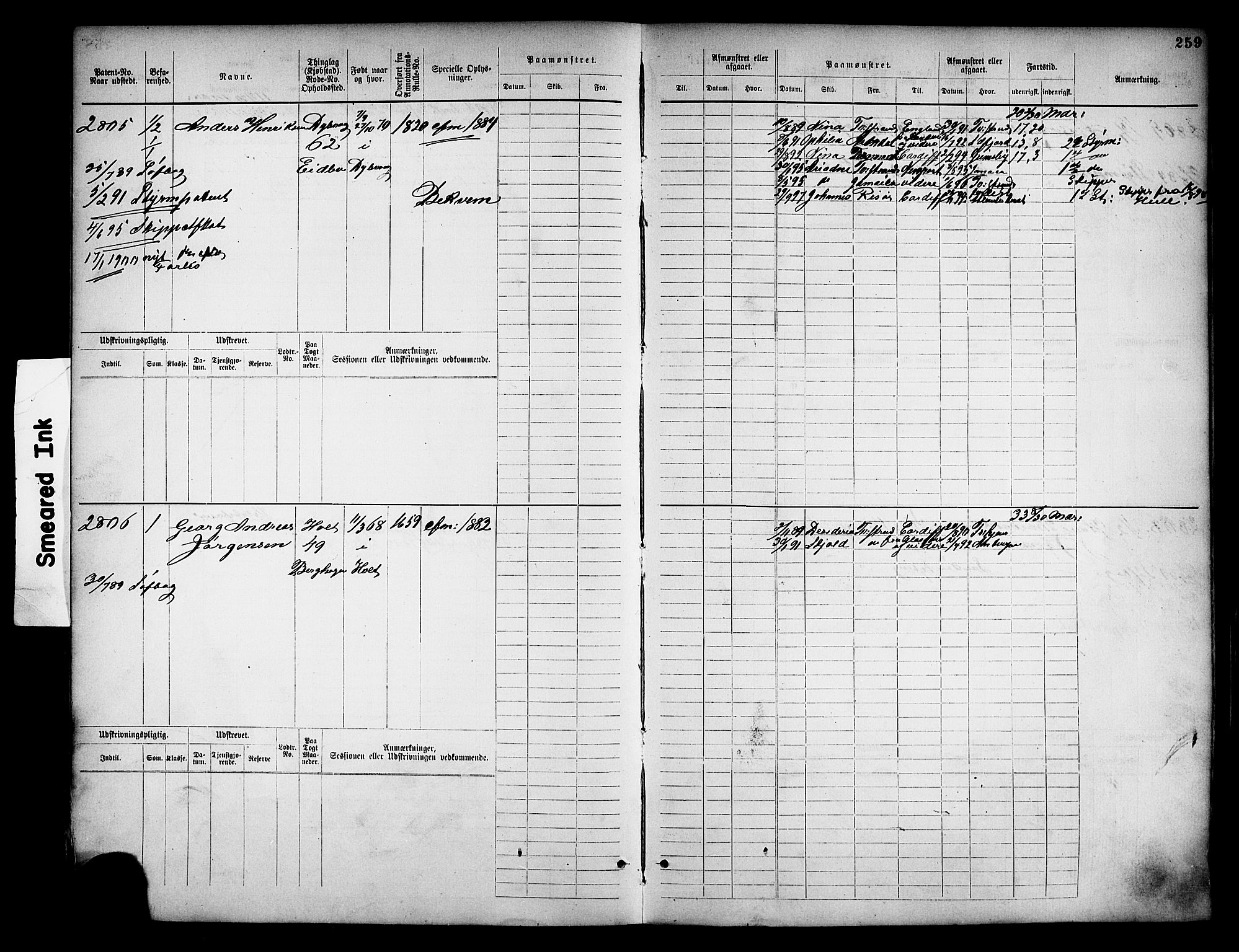 Tvedestrand mønstringskrets, SAK/2031-0011/F/Fb/L0018: Hovedrulle nr 2289-3056, U-34, 1882-1892, p. 271