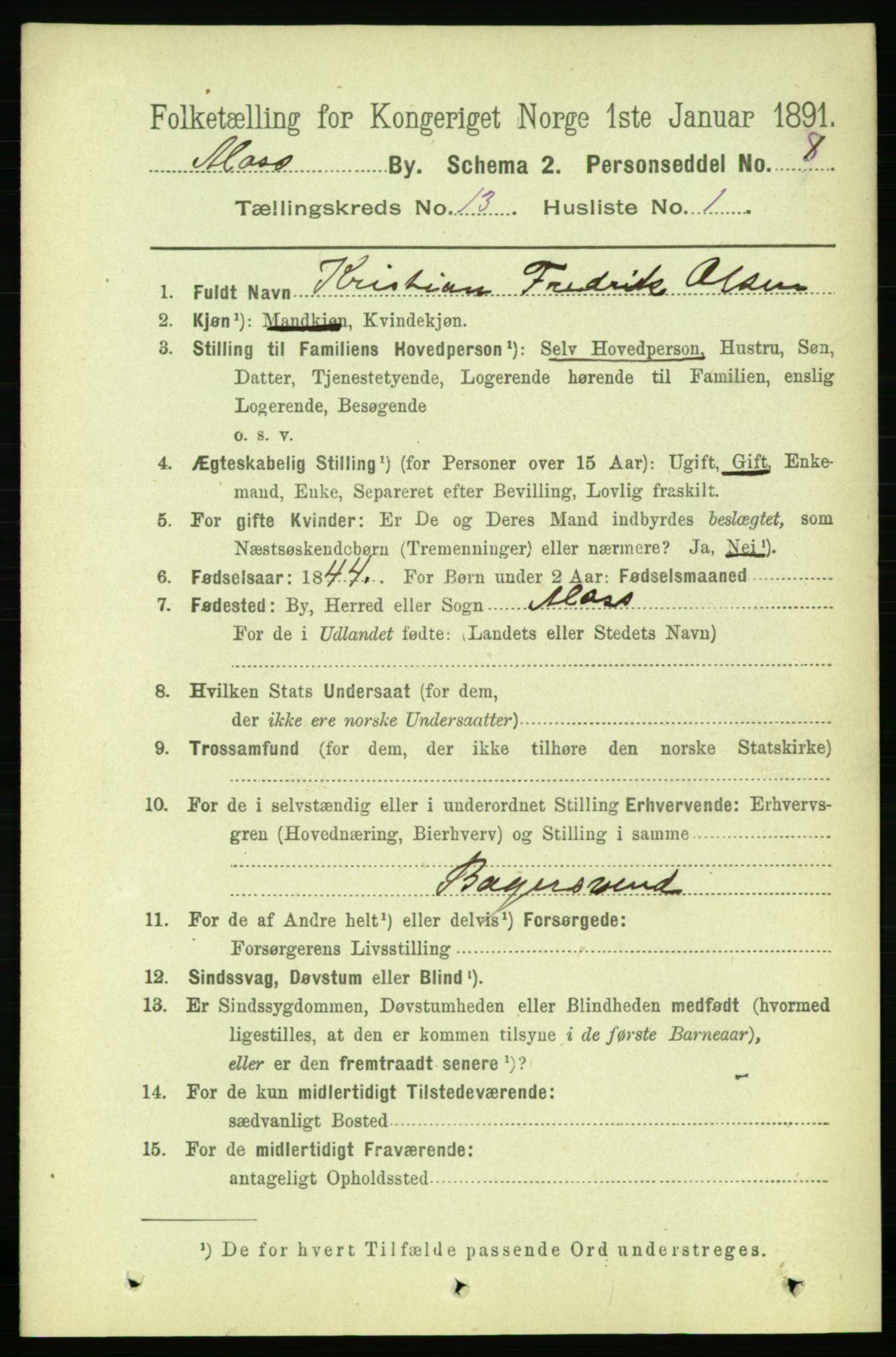 RA, 1891 census for 0104 Moss, 1891, p. 6531