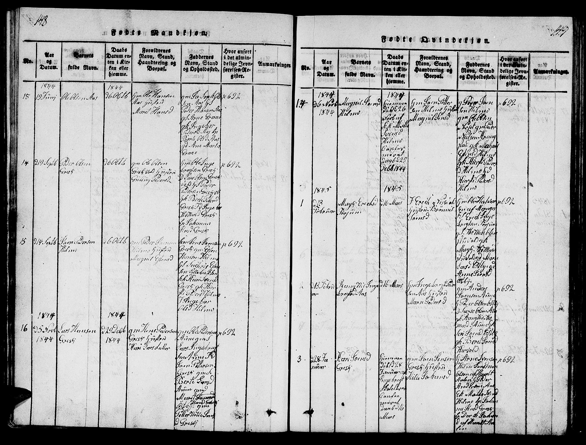 Ministerialprotokoller, klokkerbøker og fødselsregistre - Sør-Trøndelag, SAT/A-1456/698/L1164: Parish register (copy) no. 698C01, 1816-1861, p. 148-149