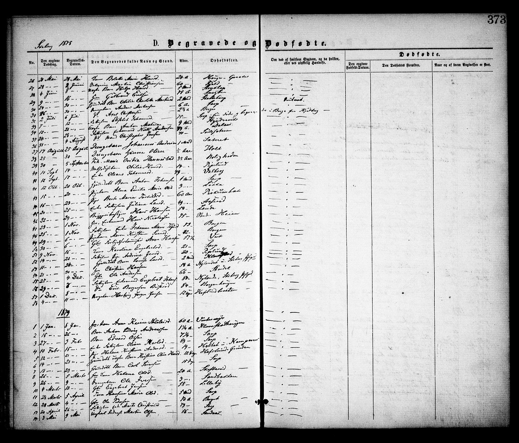 Skjeberg prestekontor Kirkebøker, SAO/A-10923/F/Fa/L0008: Parish register (official) no. I 8, 1869-1885, p. 373