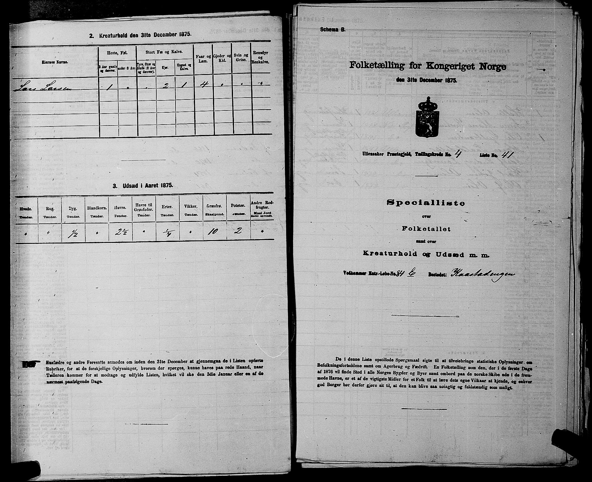 RA, 1875 census for 0235P Ullensaker, 1875, p. 558