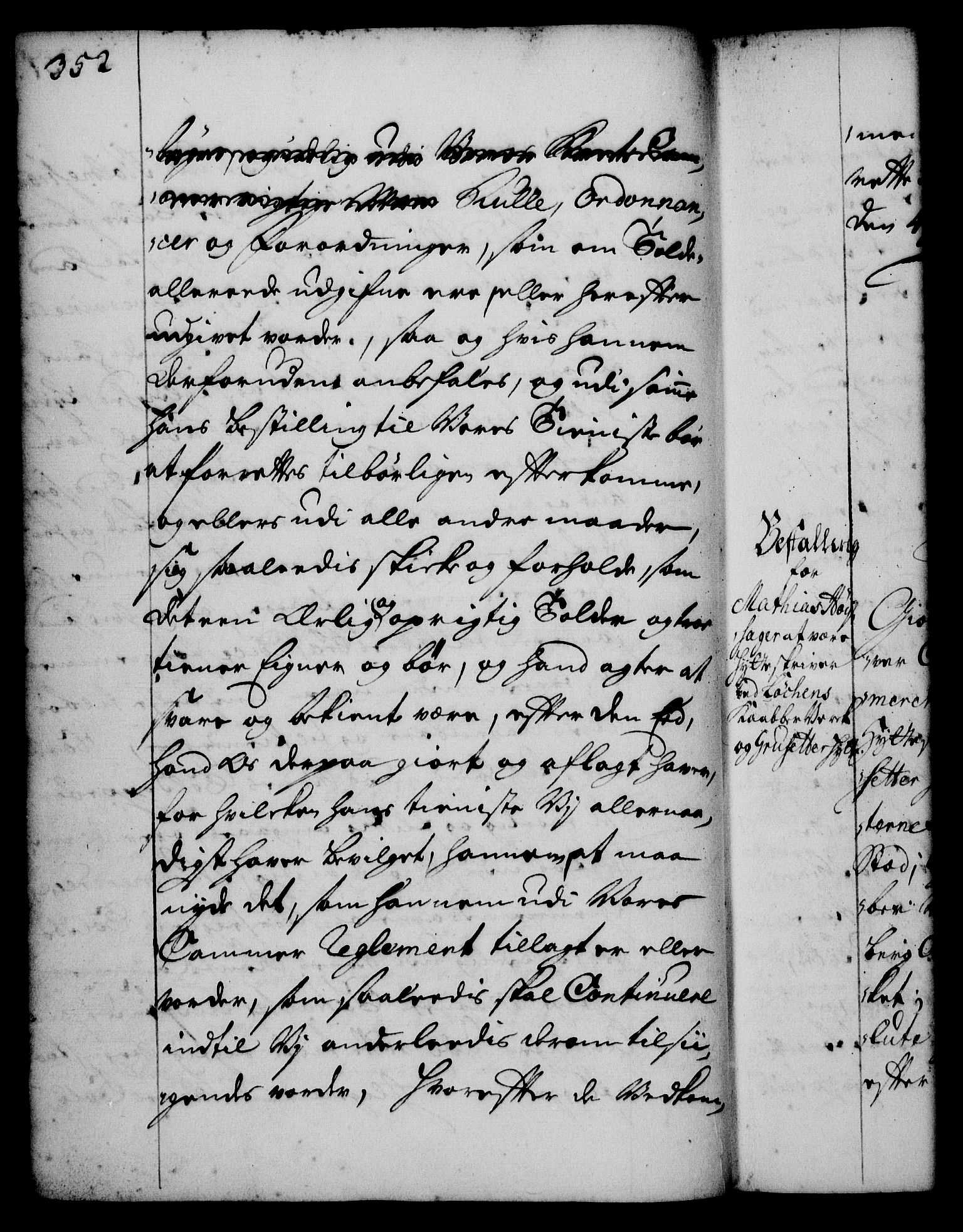 Rentekammeret, Kammerkanselliet, RA/EA-3111/G/Gg/Gge/L0001: Norsk bestallingsprotokoll med register (merket RK 53.25), 1720-1730, p. 352