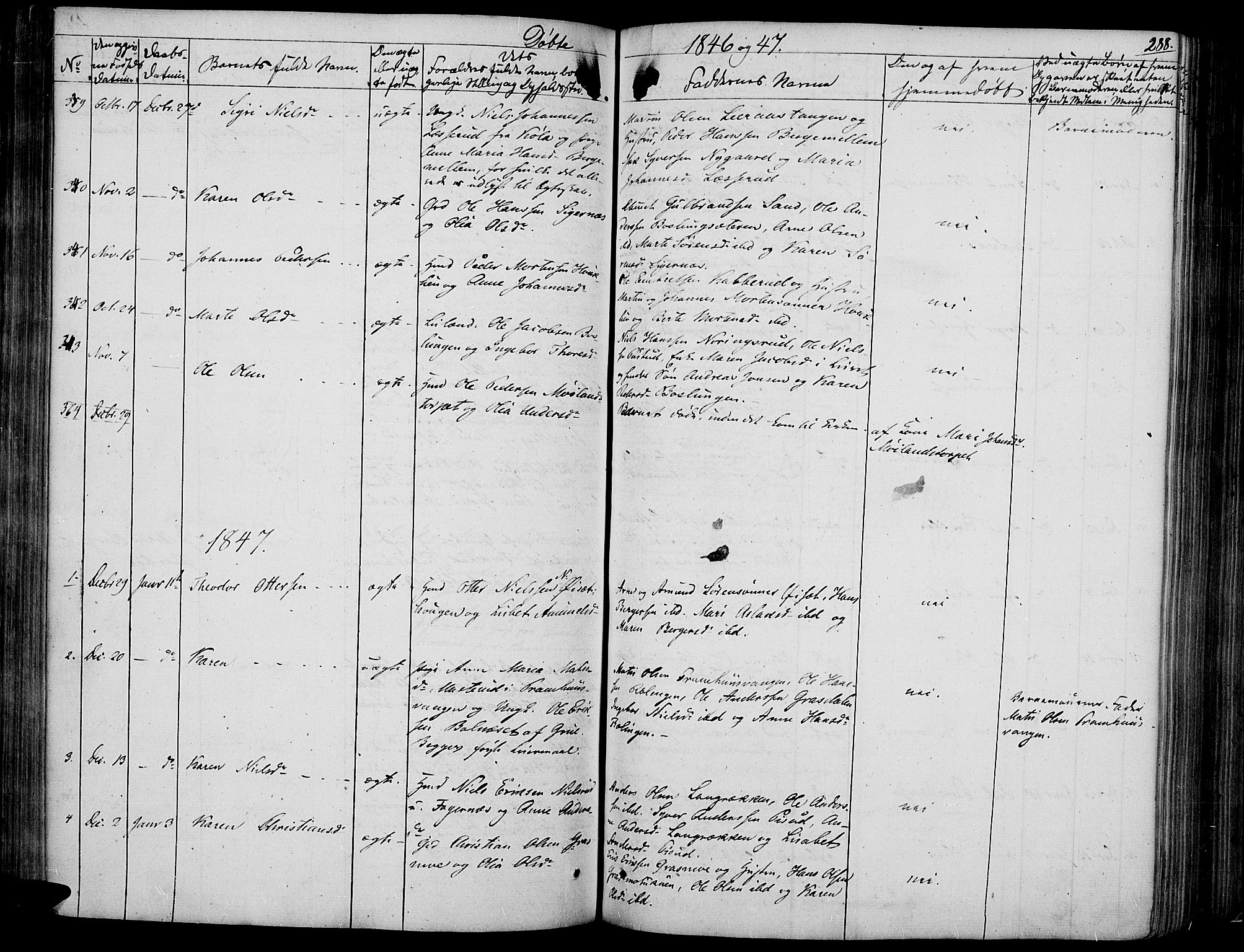 Vinger prestekontor, AV/SAH-PREST-024/H/Ha/Haa/L0008: Parish register (official) no. 8, 1839-1847, p. 288