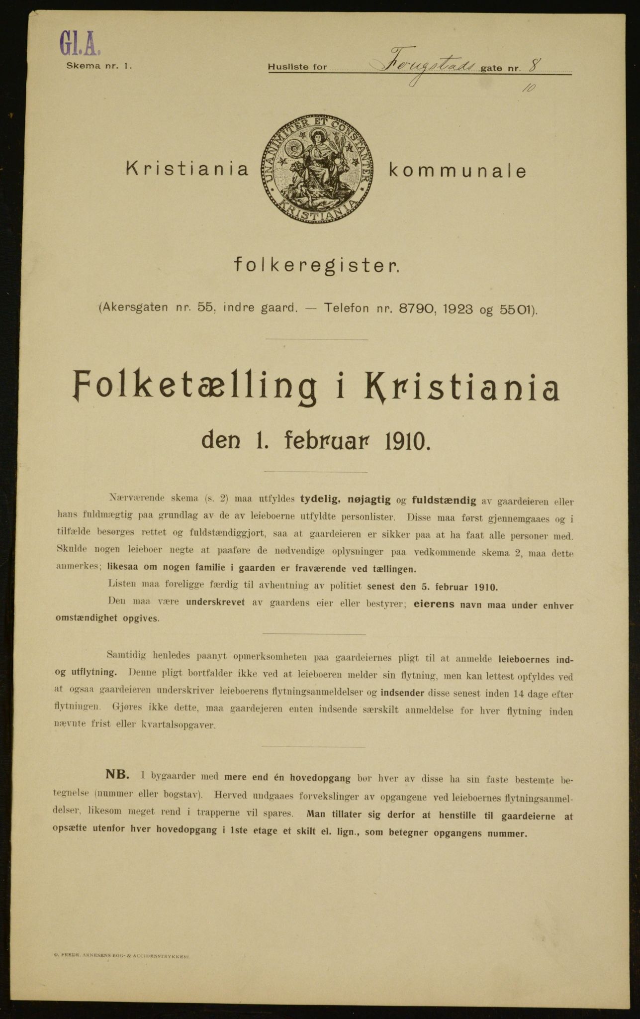 OBA, Municipal Census 1910 for Kristiania, 1910, p. 23813