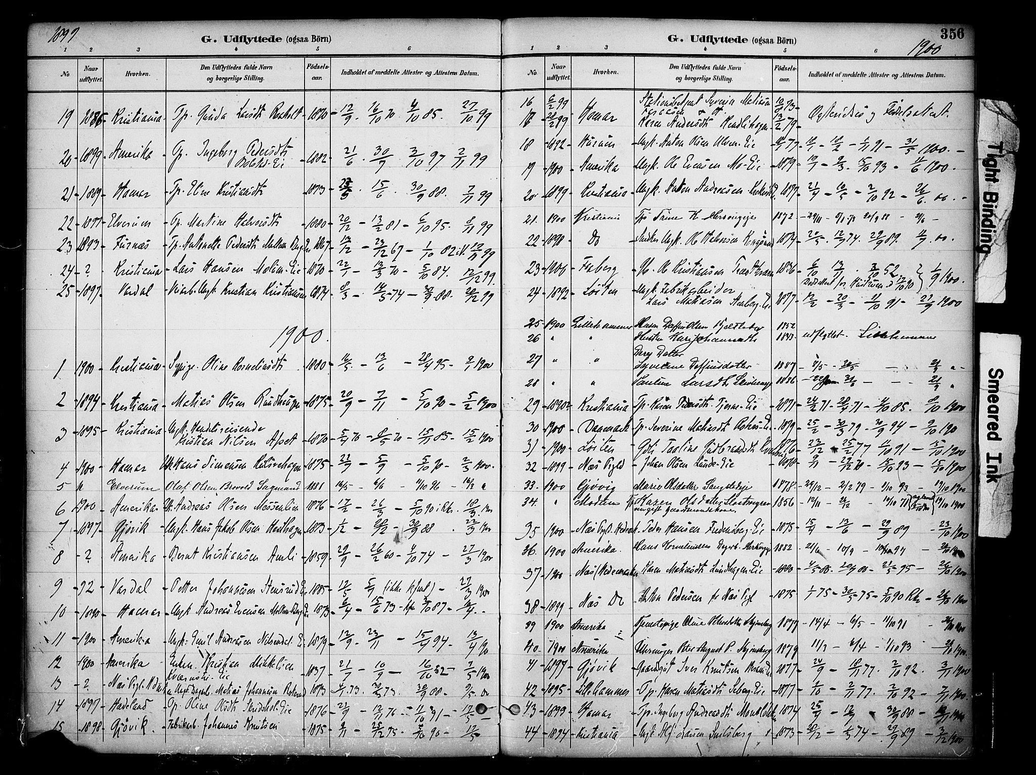 Ringsaker prestekontor, AV/SAH-PREST-014/K/Ka/L0017: Parish register (official) no. 17, 1891-1902, p. 356