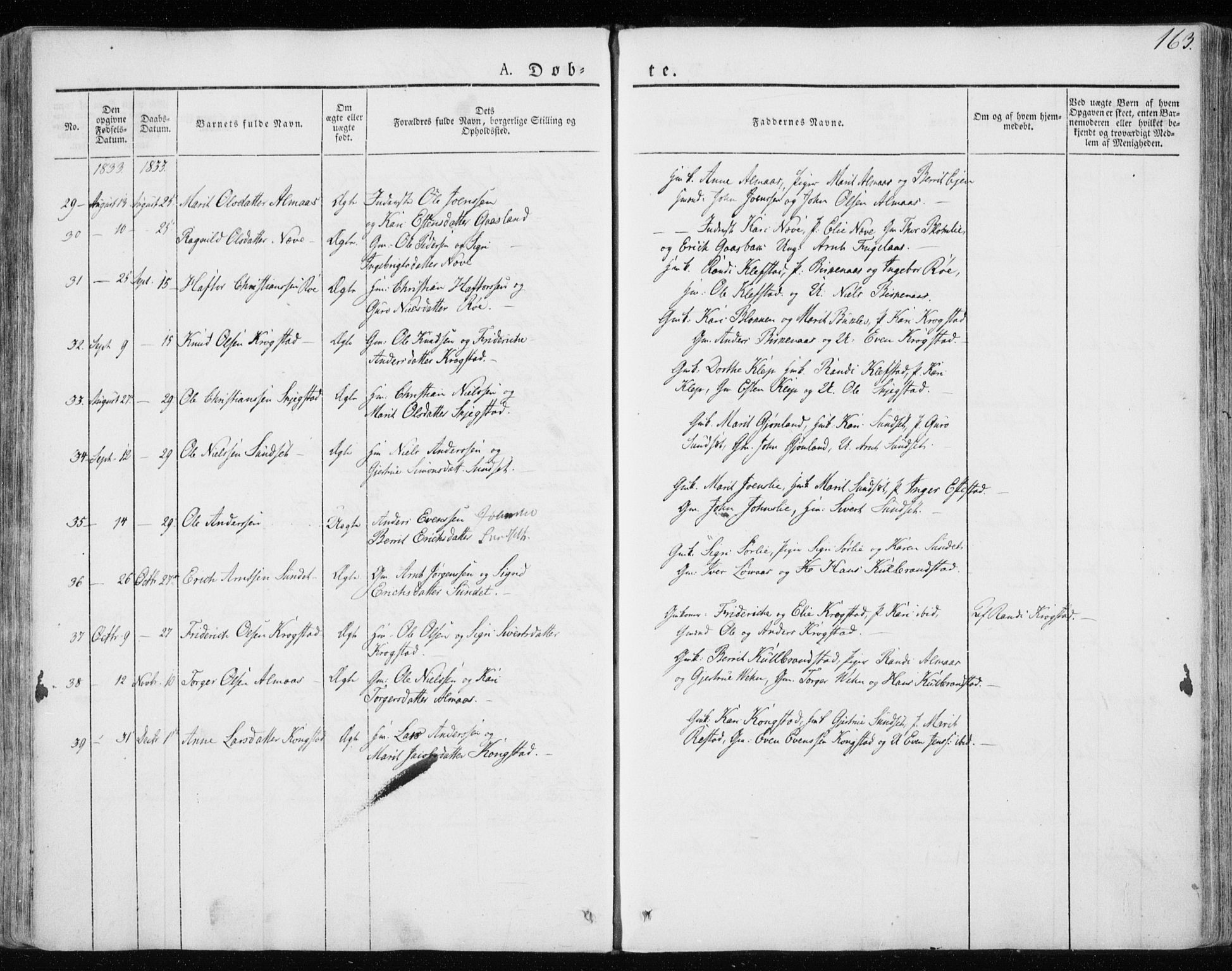 Ministerialprotokoller, klokkerbøker og fødselsregistre - Sør-Trøndelag, SAT/A-1456/691/L1069: Parish register (official) no. 691A04, 1826-1841, p. 163