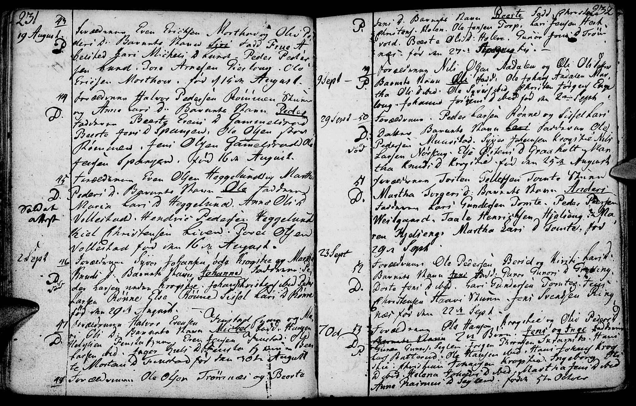 Løten prestekontor, SAH/PREST-022/K/Ka/L0003: Parish register (official) no. 3, 1773-1800, p. 231-232