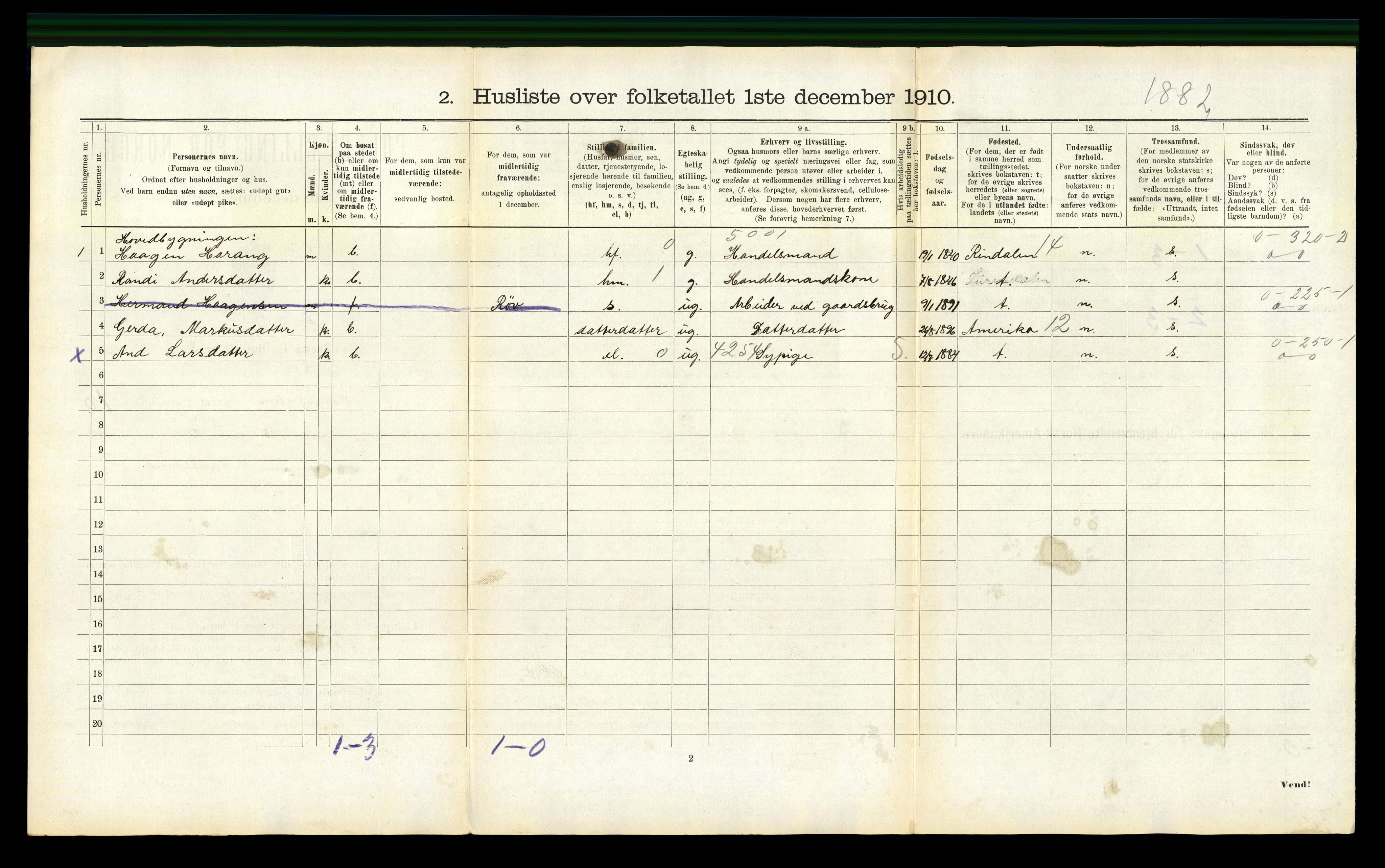 RA, 1910 census for Surnadal, 1910, p. 646