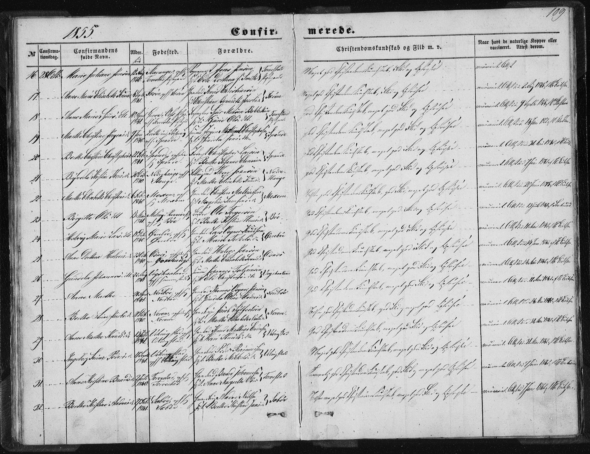 Torvastad sokneprestkontor, SAST/A -101857/H/Ha/Haa/L0008: Parish register (official) no. A 8, 1847-1856, p. 109