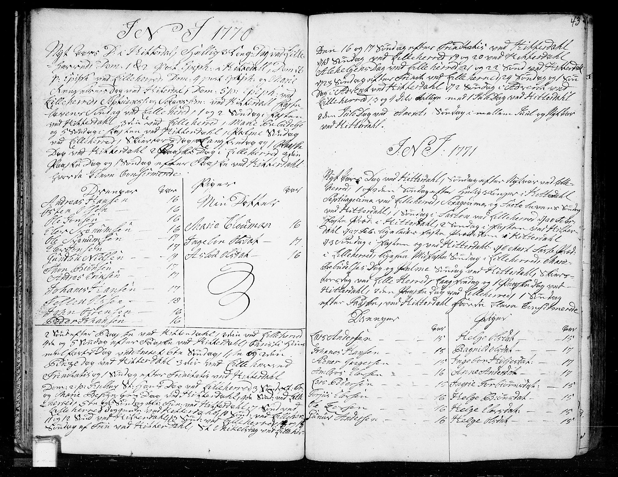 Heddal kirkebøker, SAKO/A-268/F/Fa/L0003: Parish register (official) no. I 3, 1723-1783, p. 43