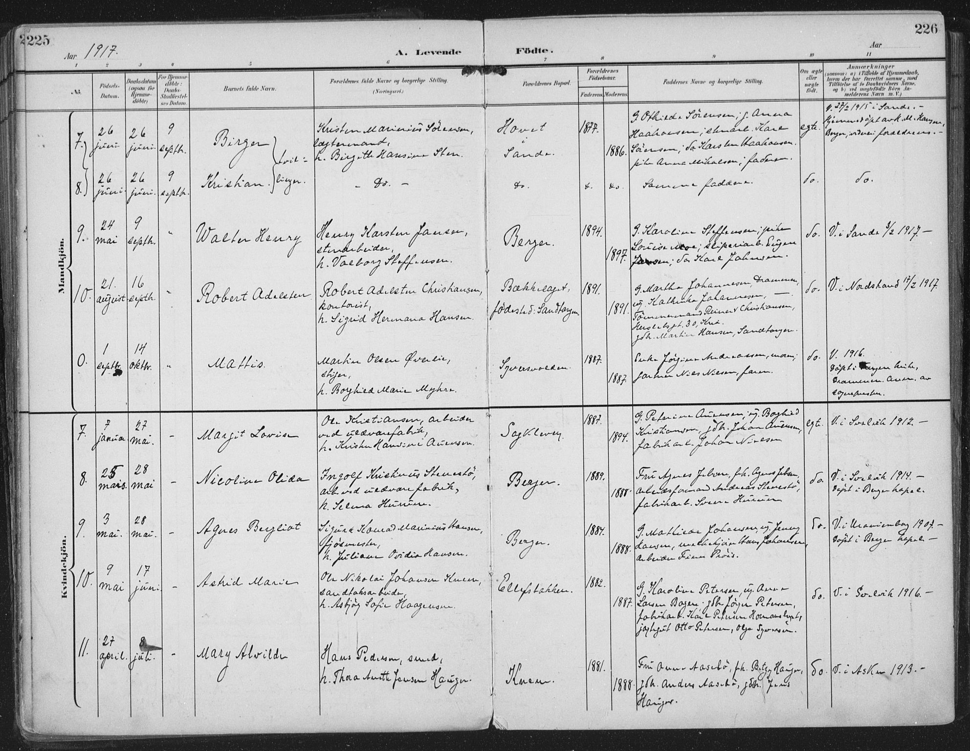 Strømm kirkebøker, AV/SAKO-A-322/F/Fa/L0005: Parish register (official) no. I 5, 1898-1919, p. 225-226