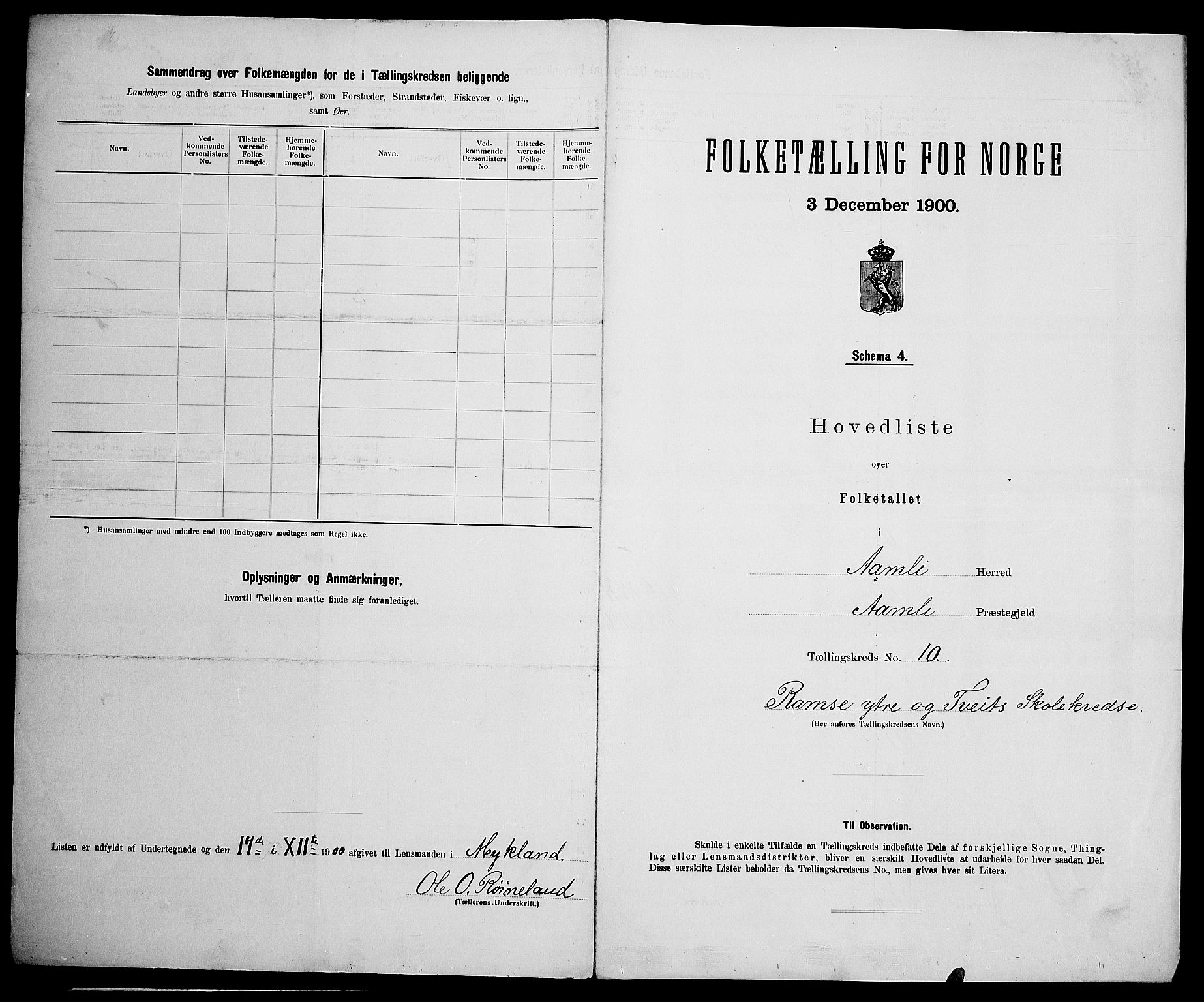 SAK, 1900 census for Åmli, 1900, p. 38