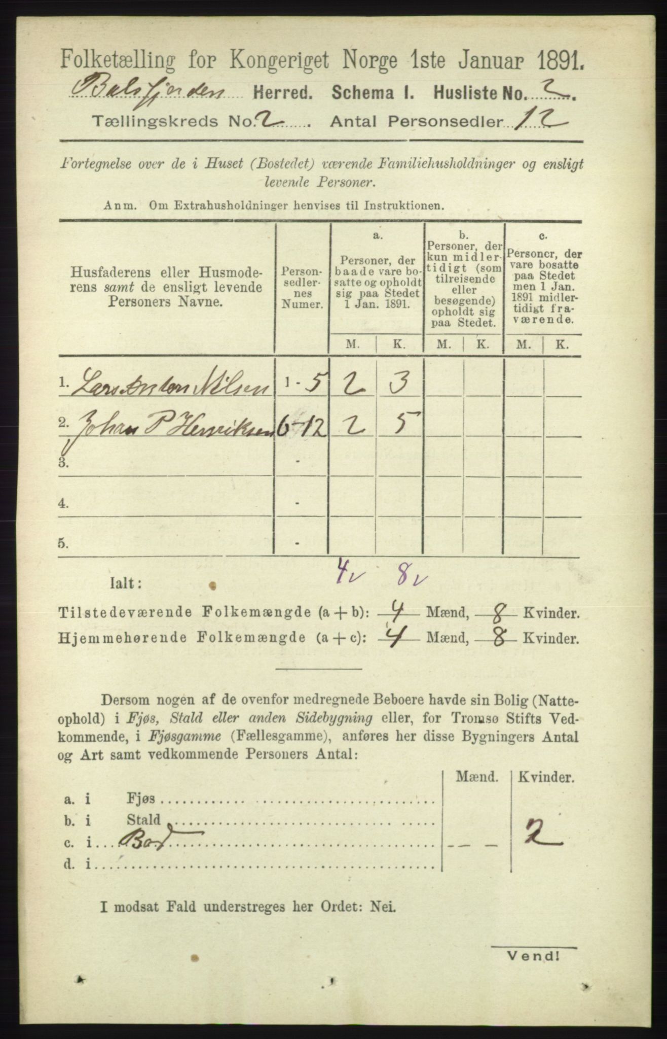 RA, 1891 census for 1933 Balsfjord, 1891, p. 477