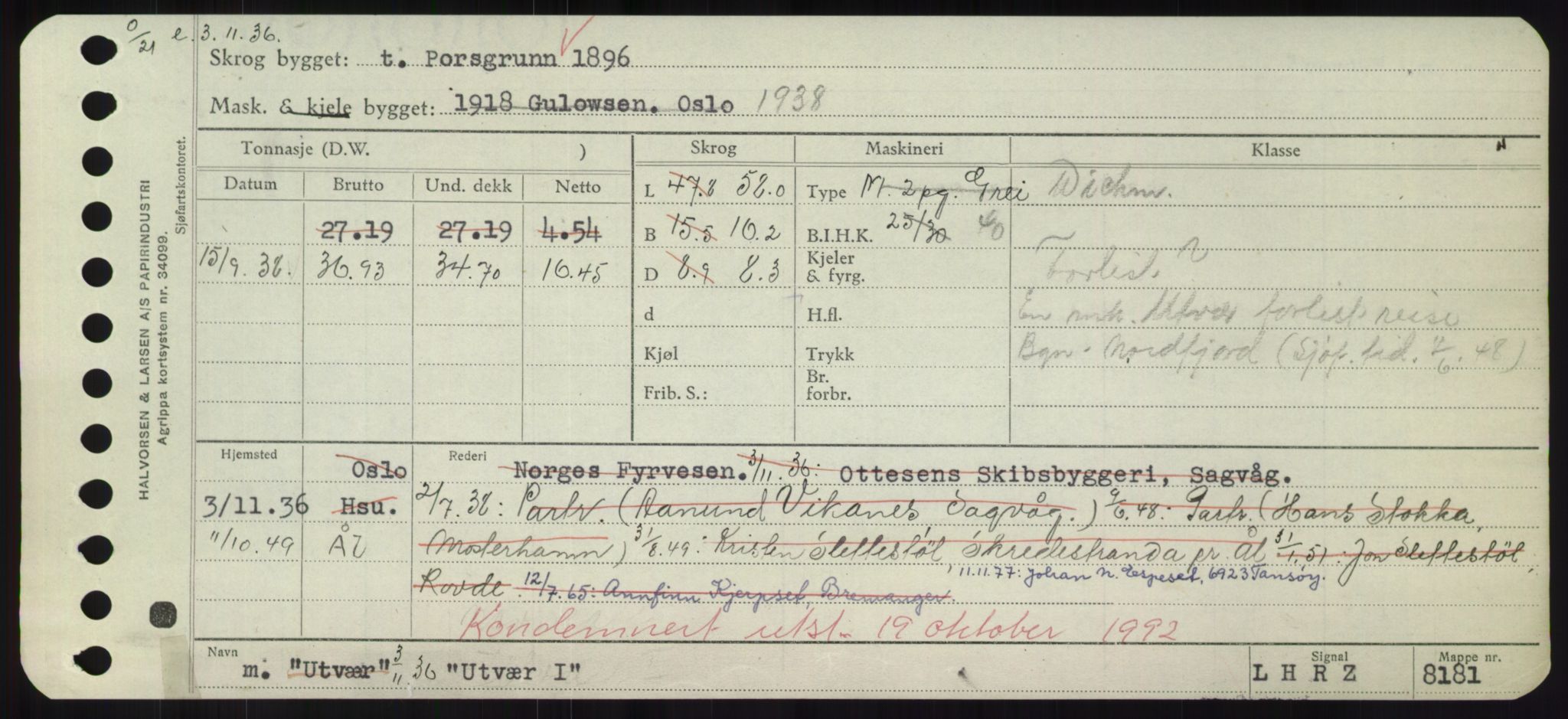 Sjøfartsdirektoratet med forløpere, Skipsmålingen, AV/RA-S-1627/H/Hd/L0040: Fartøy, U-Ve, p. 189