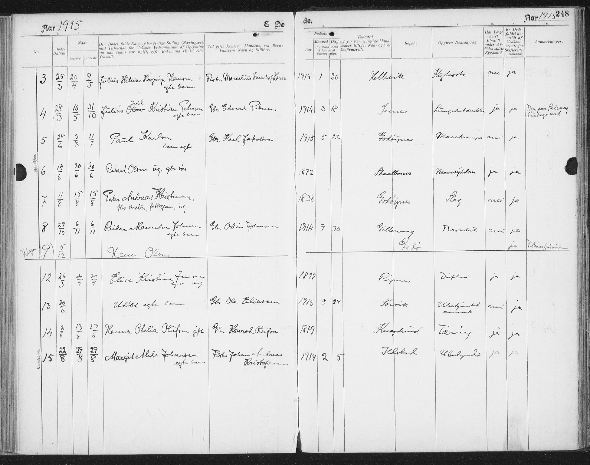 Ministerialprotokoller, klokkerbøker og fødselsregistre - Nordland, AV/SAT-A-1459/804/L0081: Parish register (official) no. 804A02, 1901-1915, p. 248