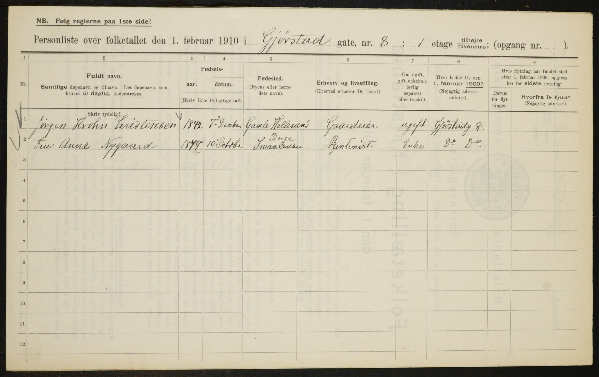 OBA, Municipal Census 1910 for Kristiania, 1910, p. 27885