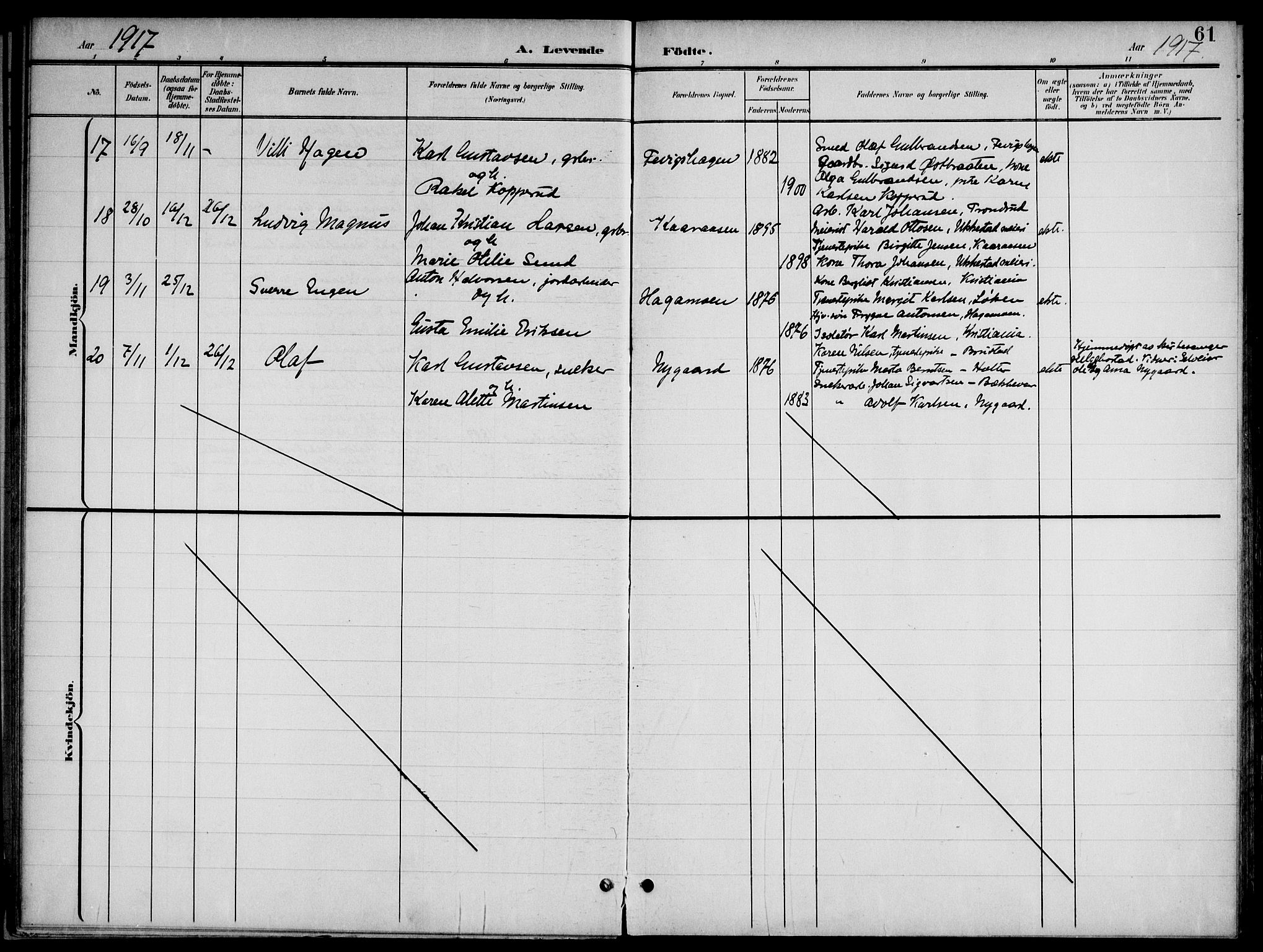 Nannestad prestekontor Kirkebøker, AV/SAO-A-10414a/G/Gb/L0001: Parish register (copy) no. II 1, 1901-1917, p. 61