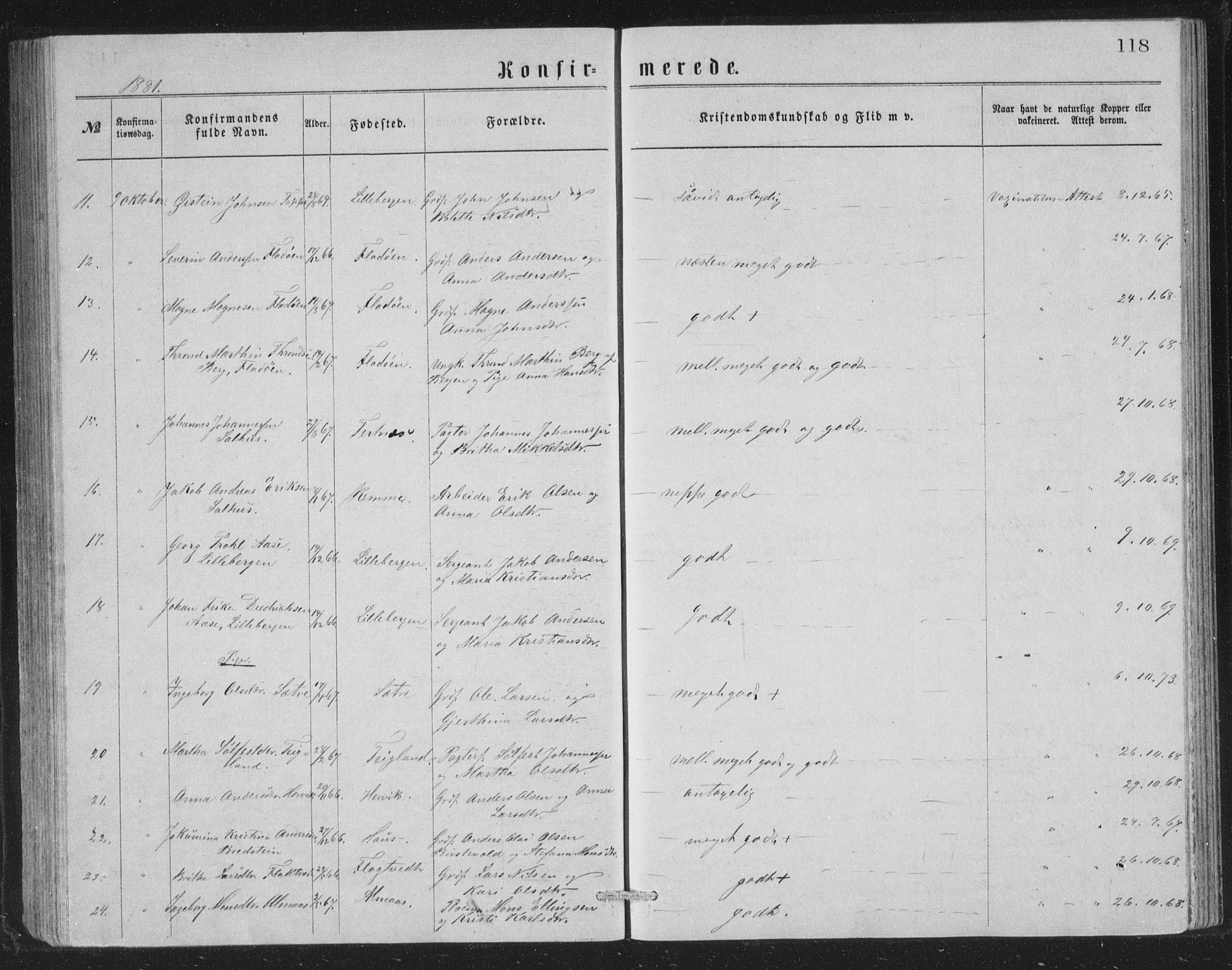 Åsane sokneprestembete, SAB/A-79401/H/Hab: Parish register (copy) no. A 1, 1870-1884, p. 118