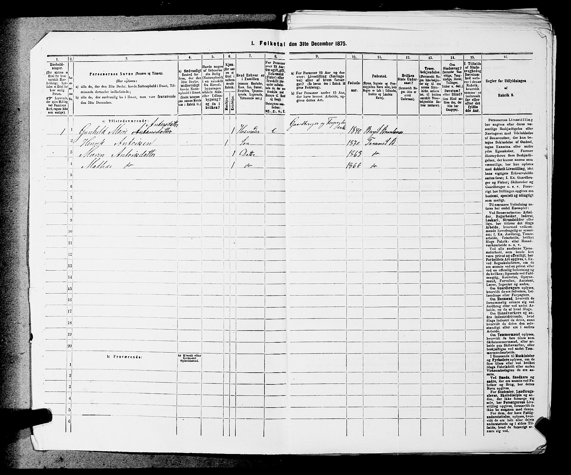 SAKO, 1875 census for 0726P Brunlanes, 1875, p. 201