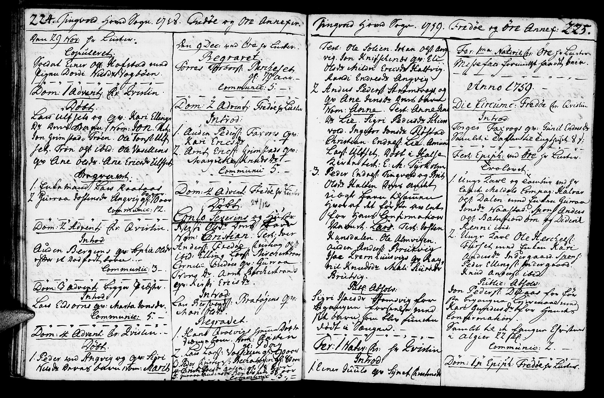 Ministerialprotokoller, klokkerbøker og fødselsregistre - Møre og Romsdal, SAT/A-1454/586/L0979: Parish register (official) no. 586A05, 1751-1776, p. 224-225