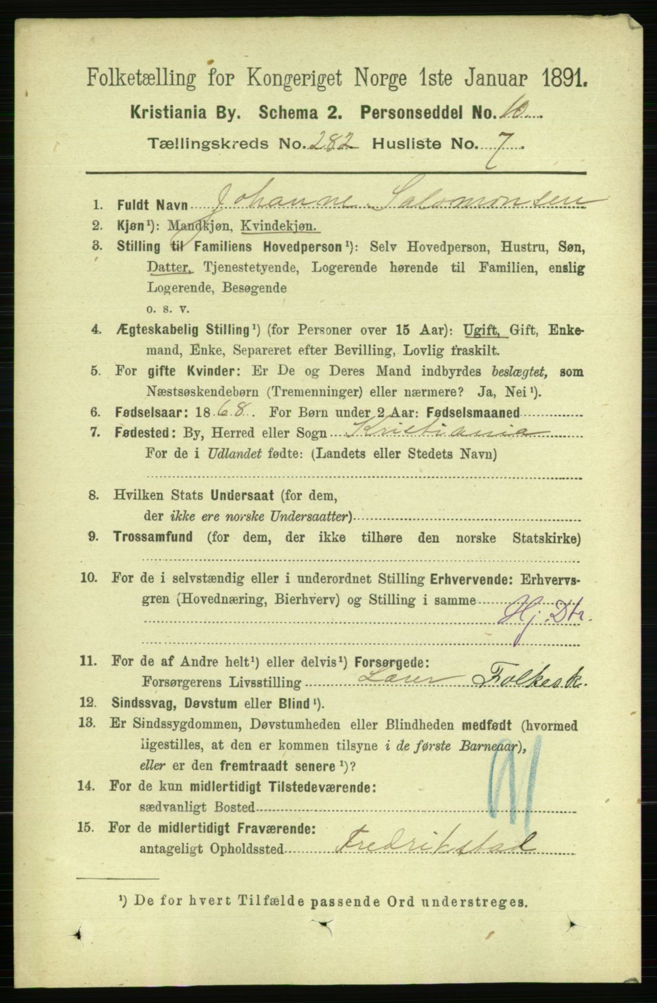 RA, 1891 census for 0301 Kristiania, 1891, p. 171752