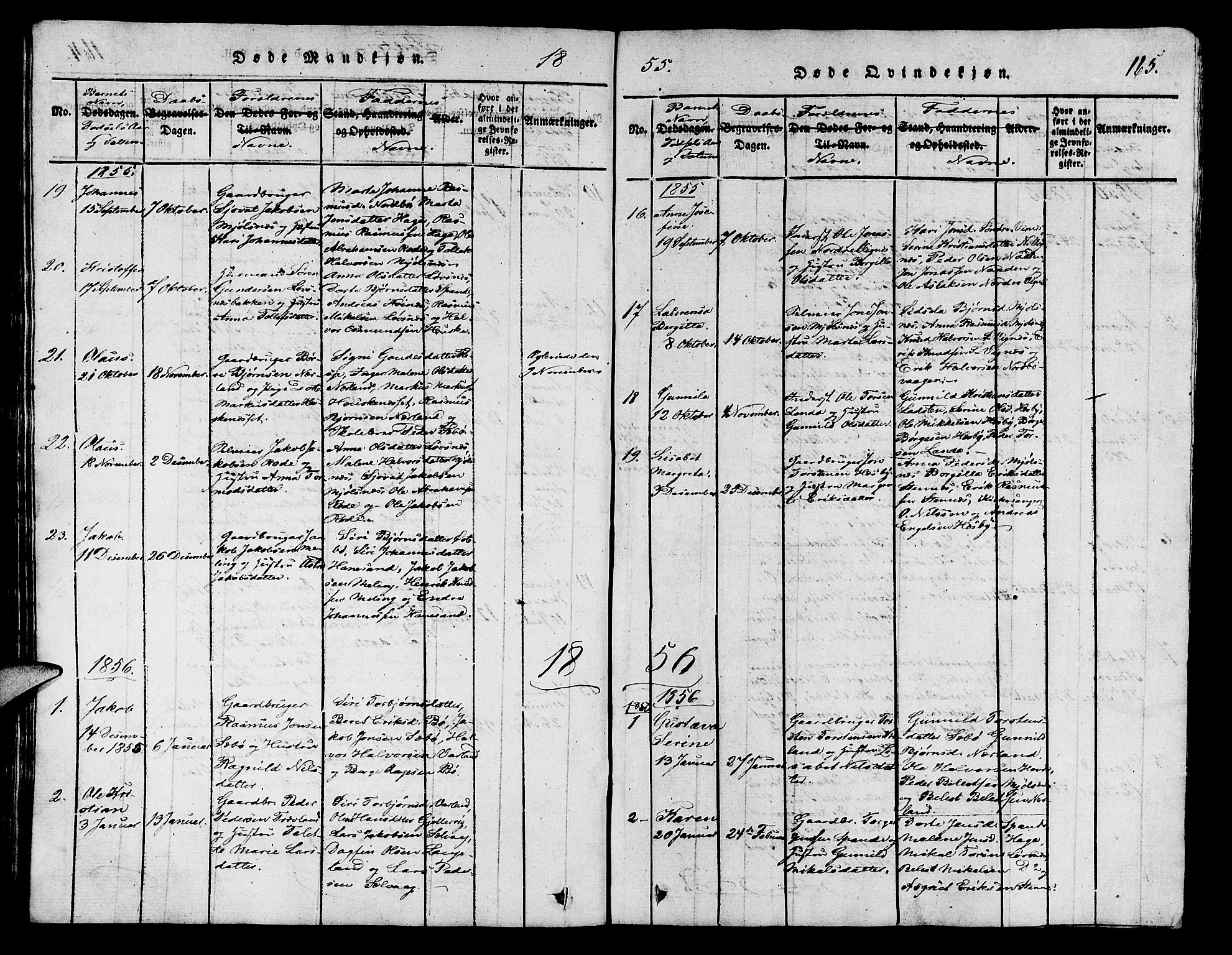 Finnøy sokneprestkontor, SAST/A-101825/H/Ha/Hab/L0001: Parish register (copy) no. B 1, 1816-1856, p. 165