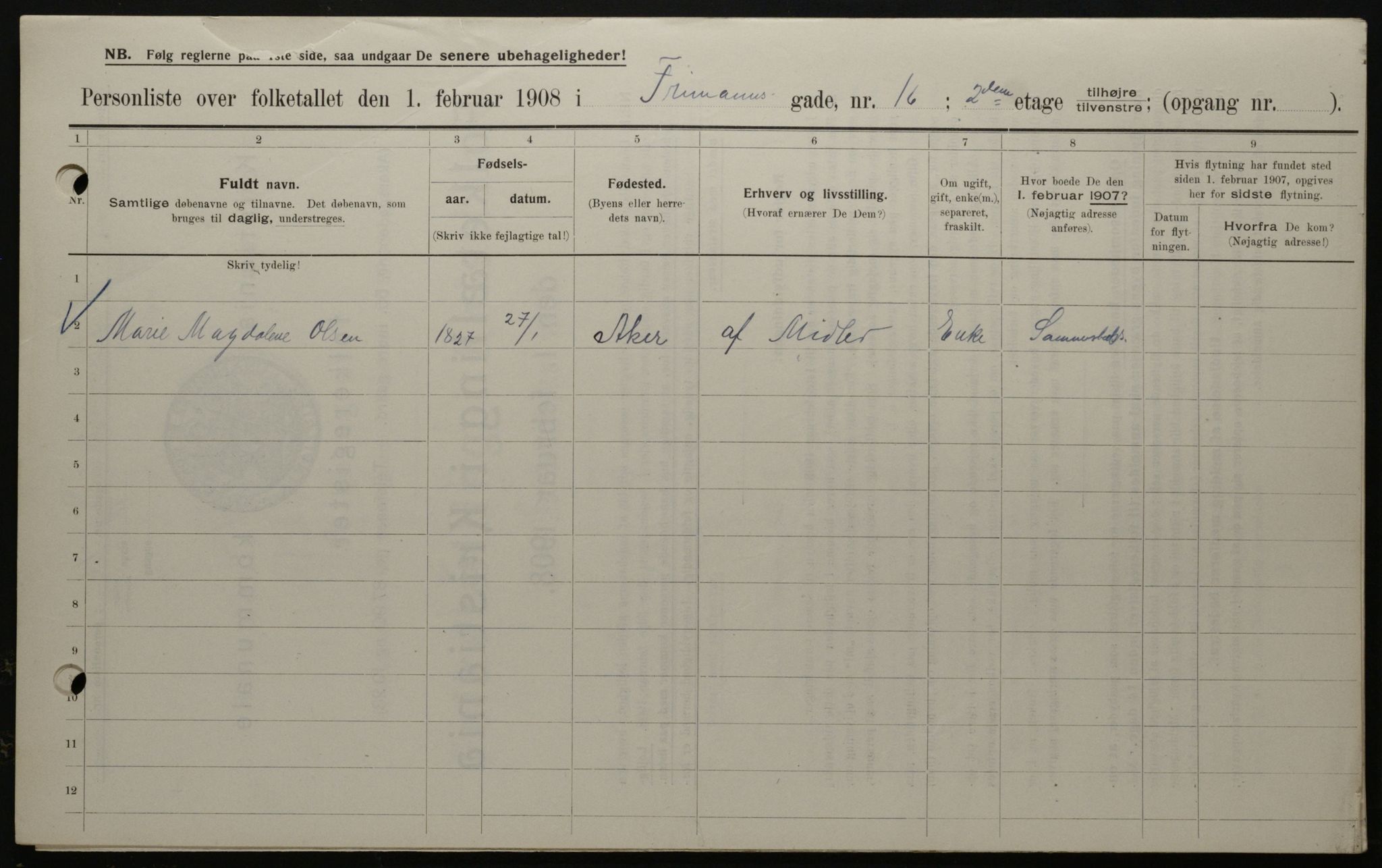 OBA, Municipal Census 1908 for Kristiania, 1908, p. 24310